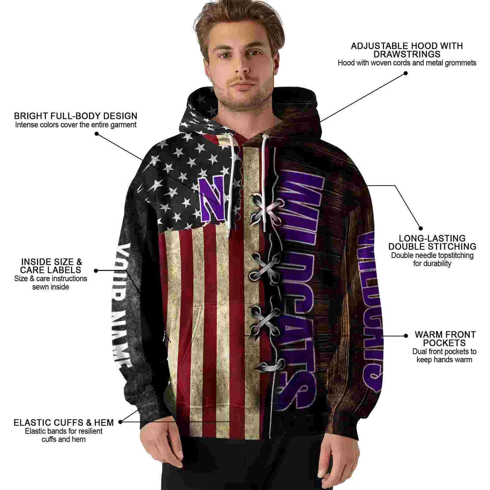 customized northwestern wildcats american pride hoodie latest model