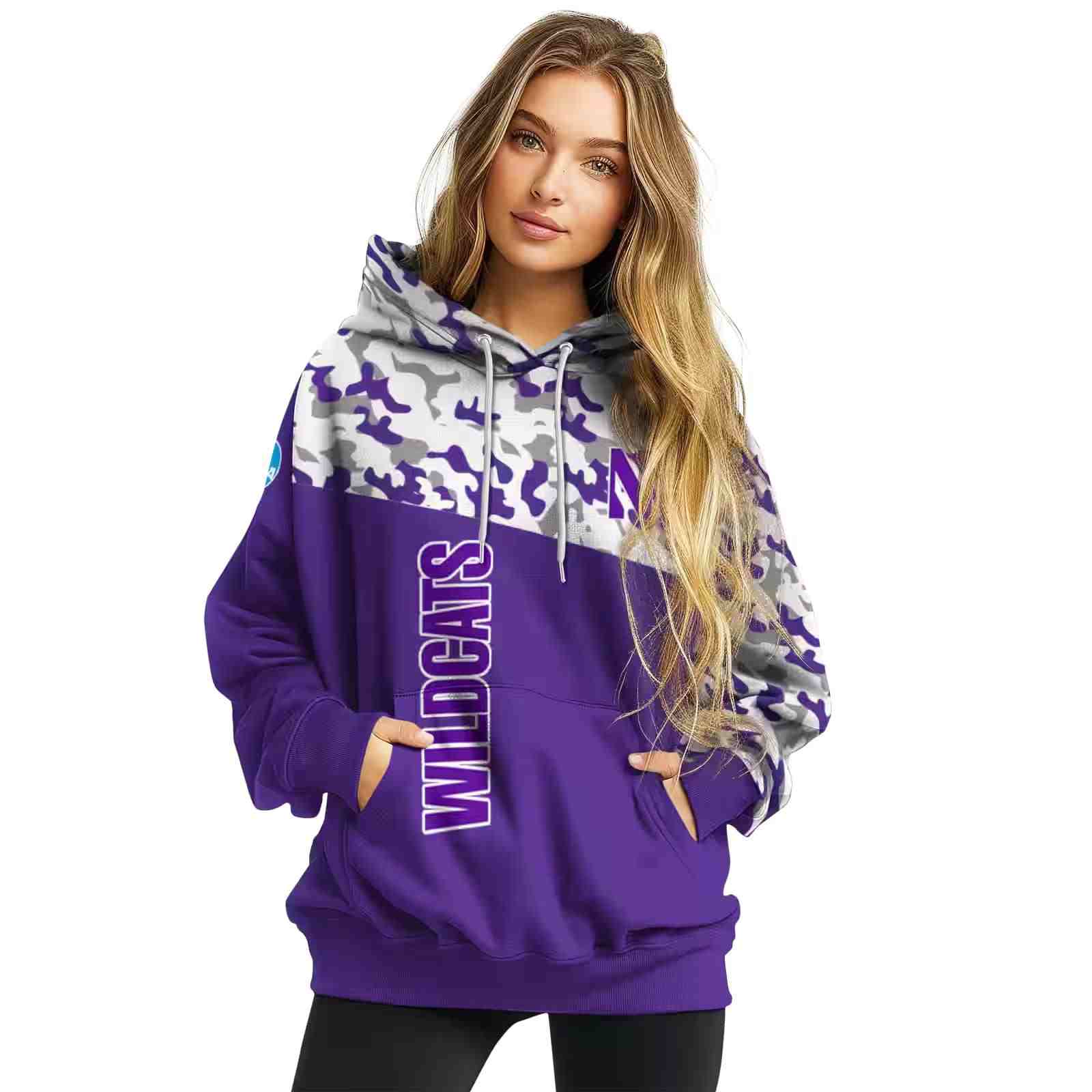 customized northwestern wildcats camo pattern purple hoodie high quality