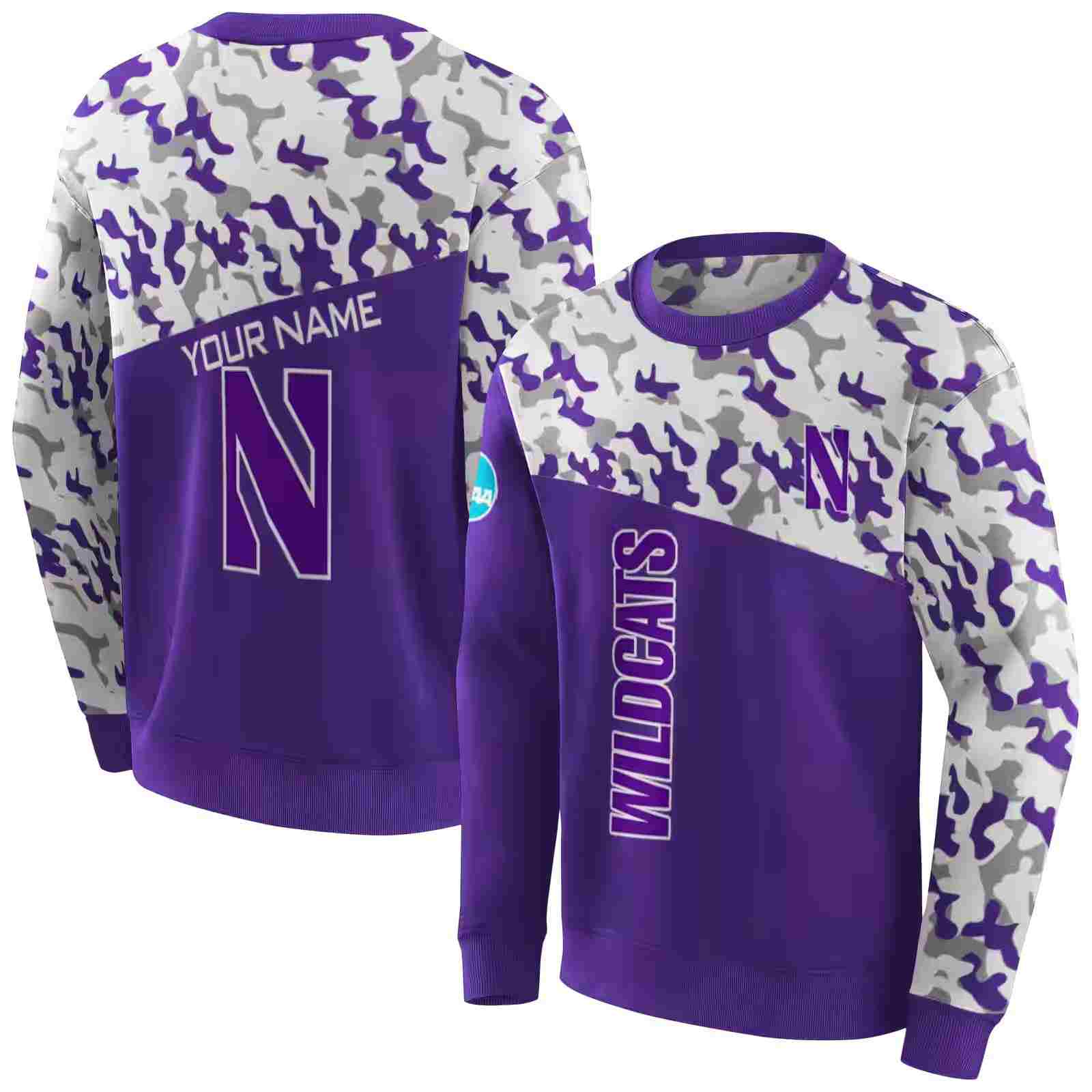 customized northwestern wildcats camo pattern purple hoodie premium grade