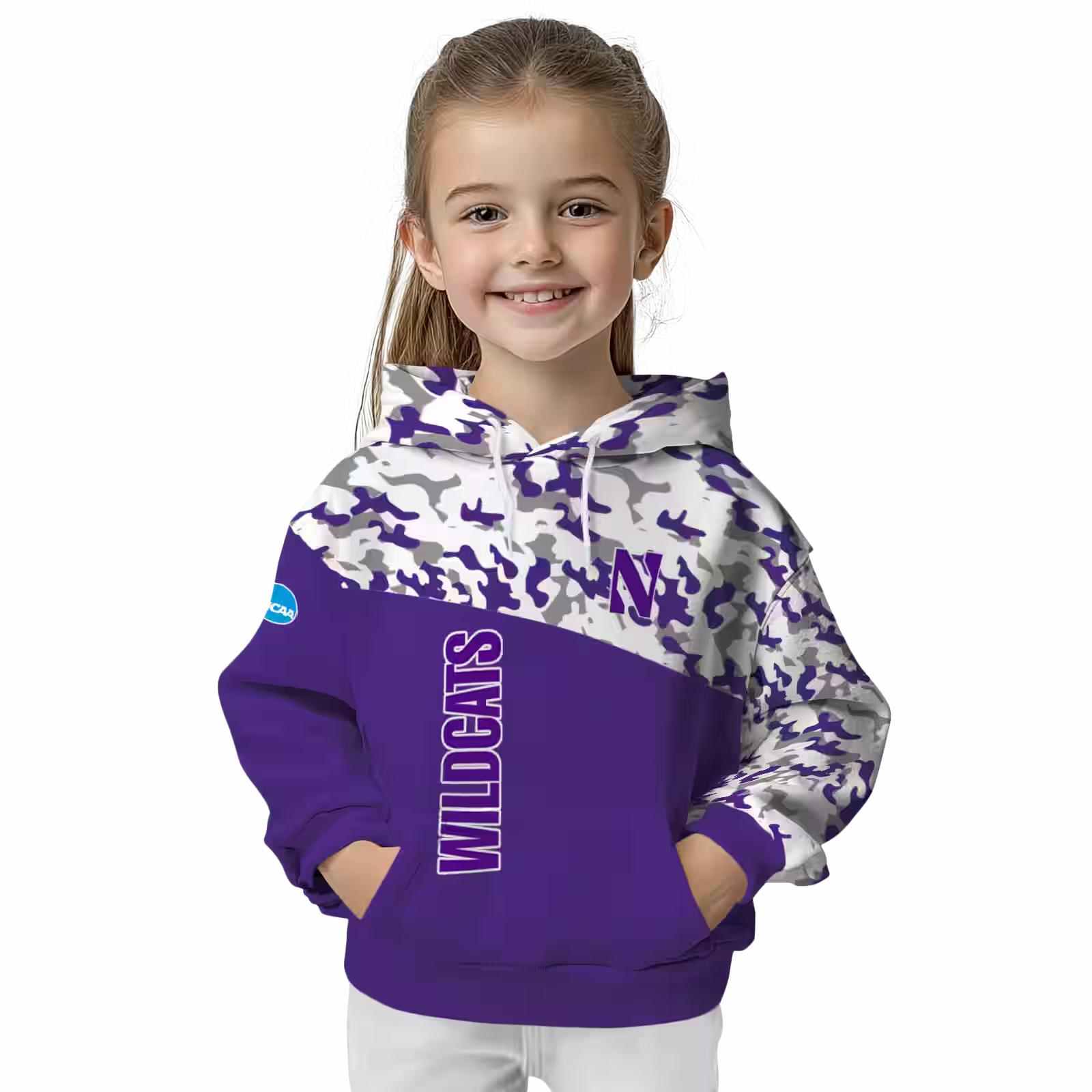 customized northwestern wildcats camo pattern purple hoodie top rated