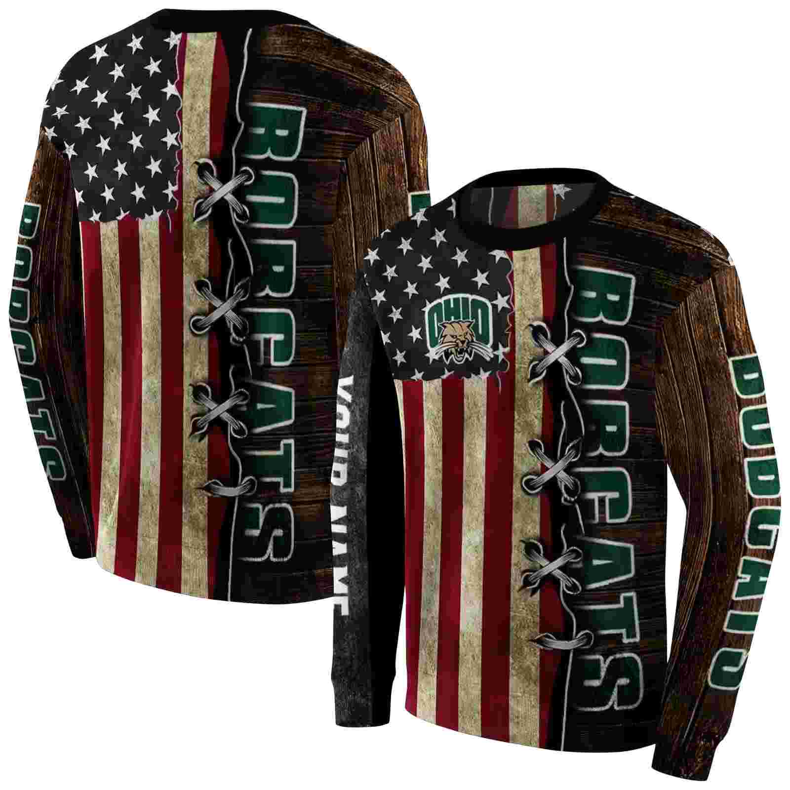 customized ohio bobcats american pride hoodie premium grade