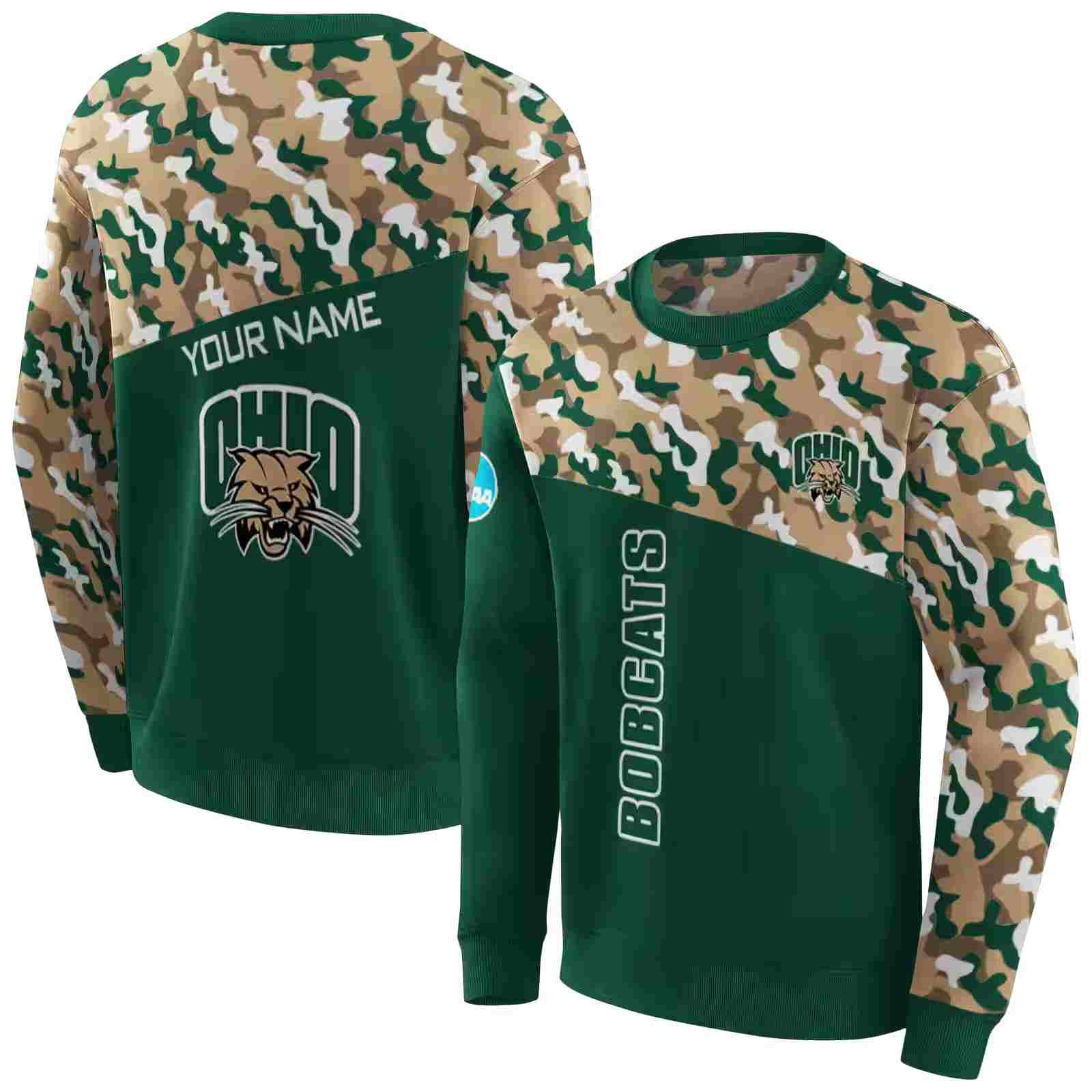 customized ohio bobcats camo pattern green hoodie premium grade