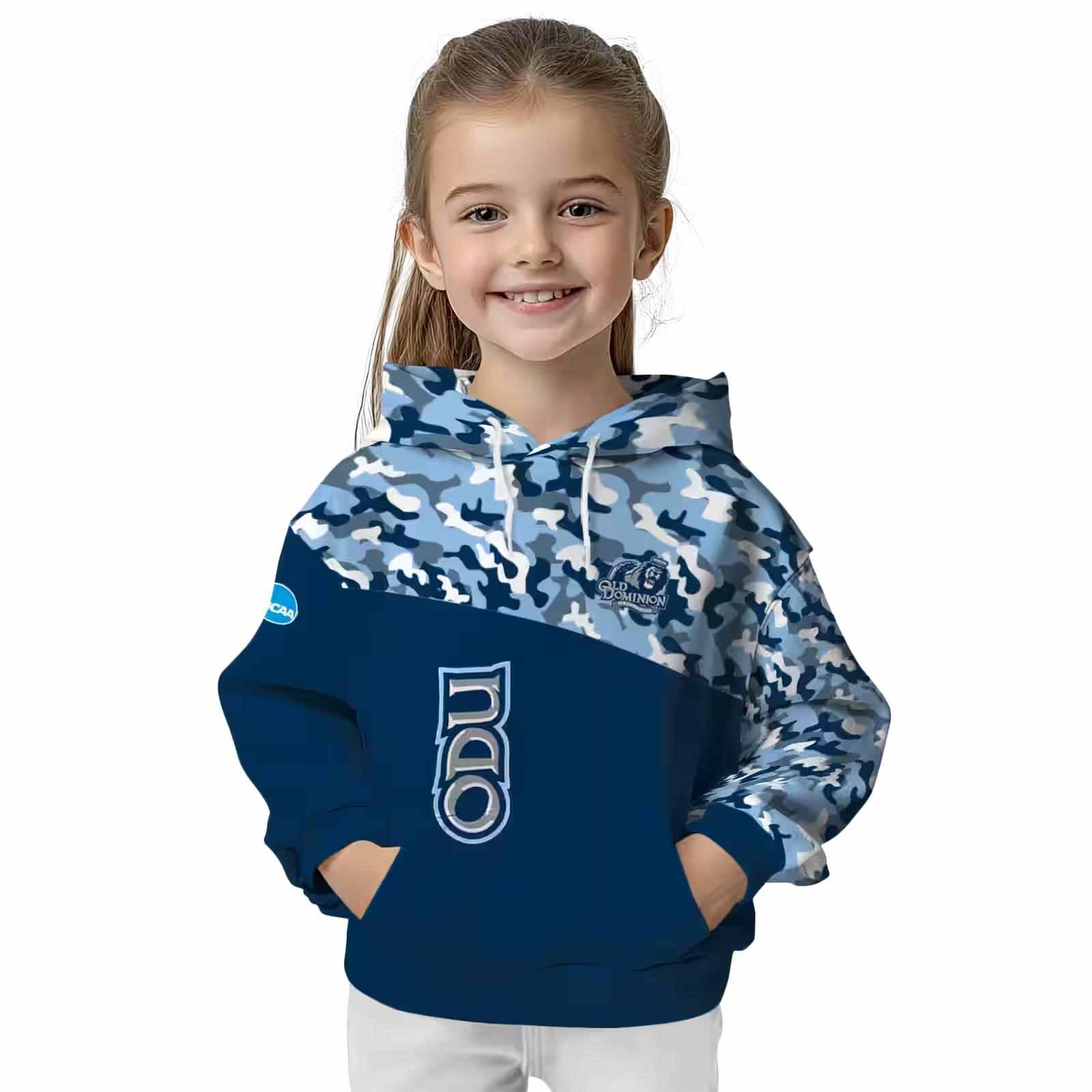 customized old dominion monarchs camo pattern blue hoodie top rated