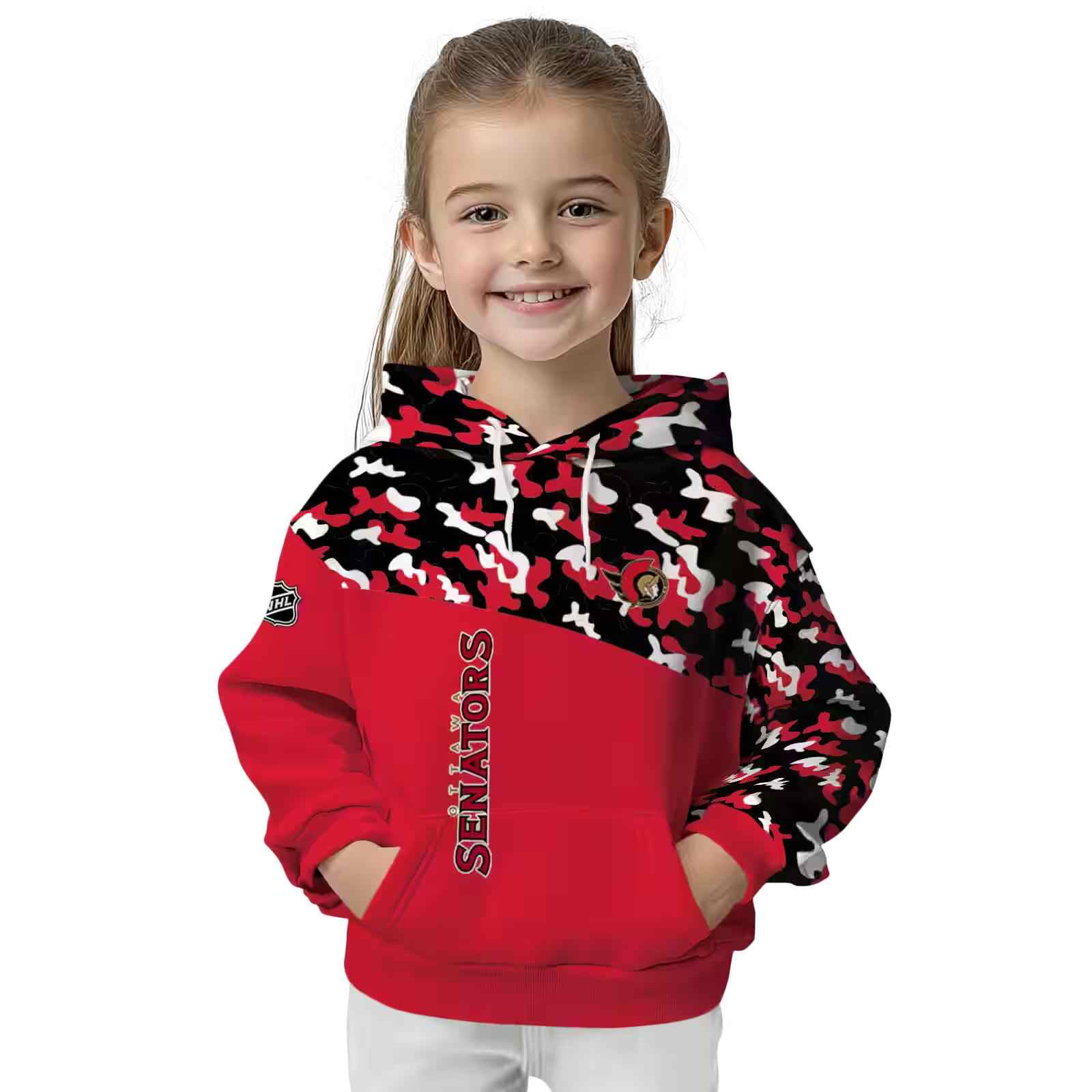 customized ottawa senators camo pattern red hoodie top rated