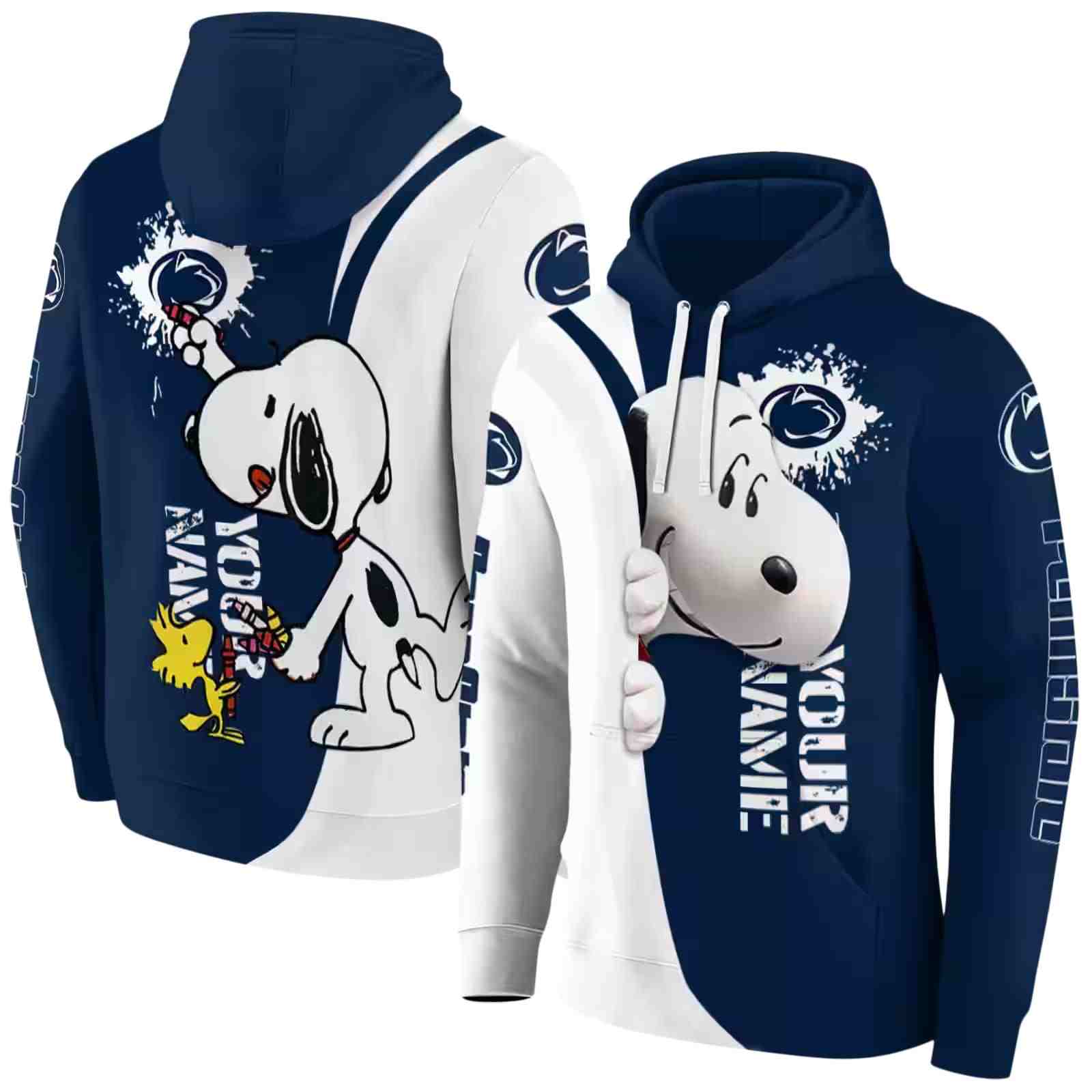 customized penn state nittany lions peeking snoopy blue hoodie fashion forward