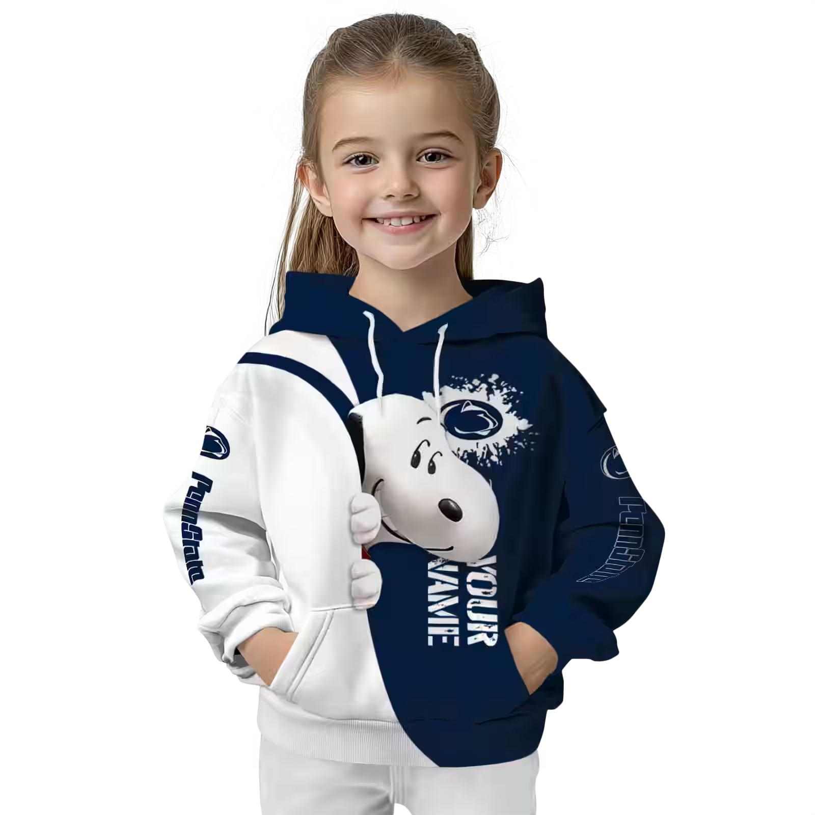 customized penn state nittany lions peeking snoopy blue hoodie top rated