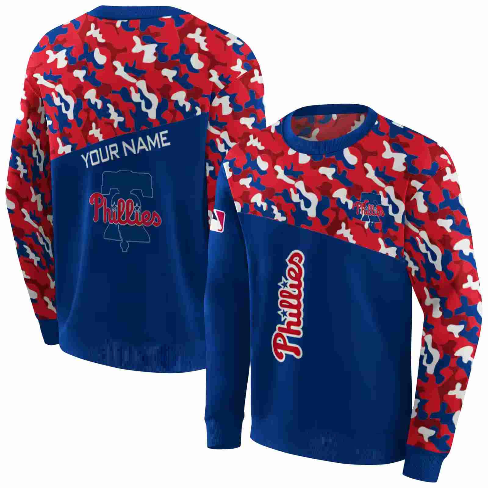 customized philadelphia phillies camo pattern blue hoodie premium grade