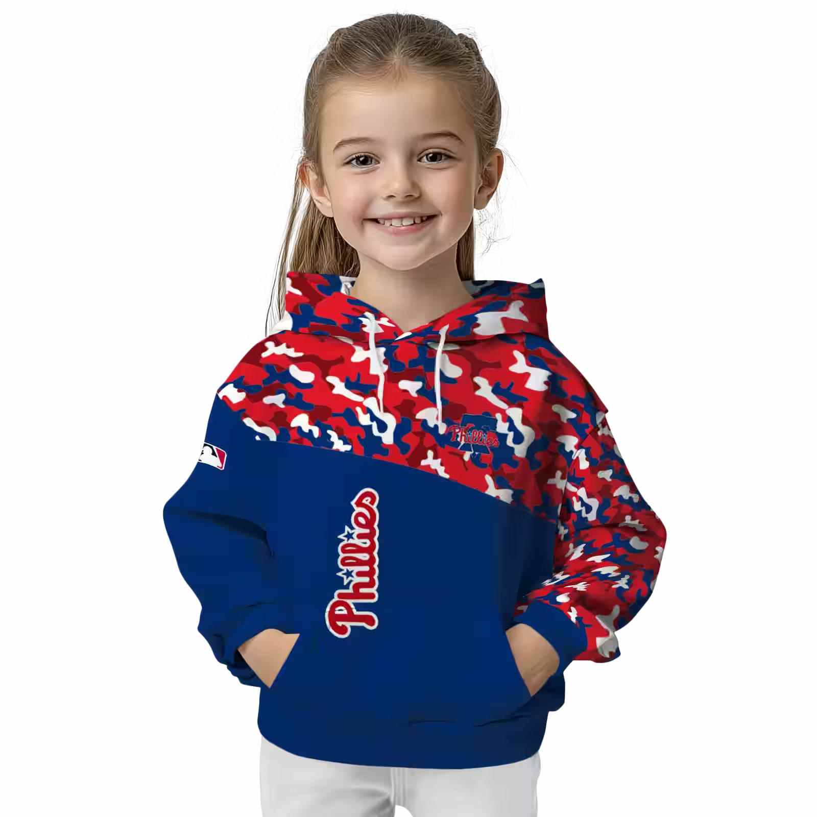 customized philadelphia phillies camo pattern blue hoodie top rated