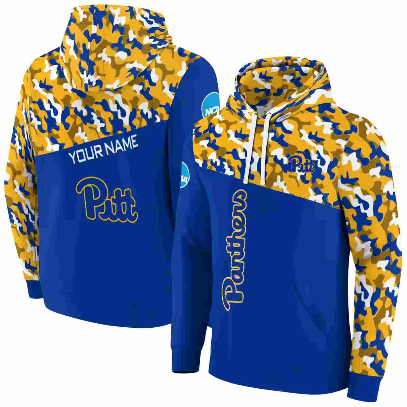 customized pittsburgh panthers camo pattern royal blue hoodie fashion forward