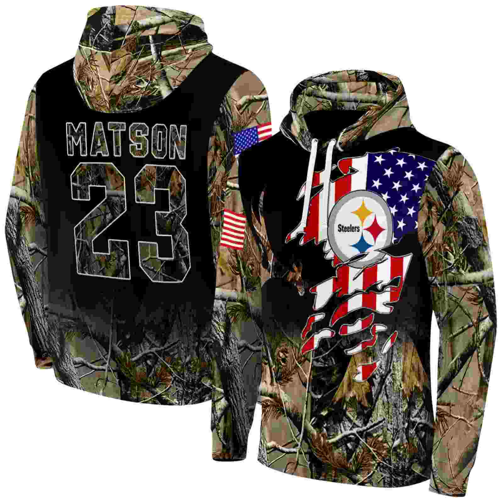 customized pittsburgh steelers tree camo hoodie fashion forward