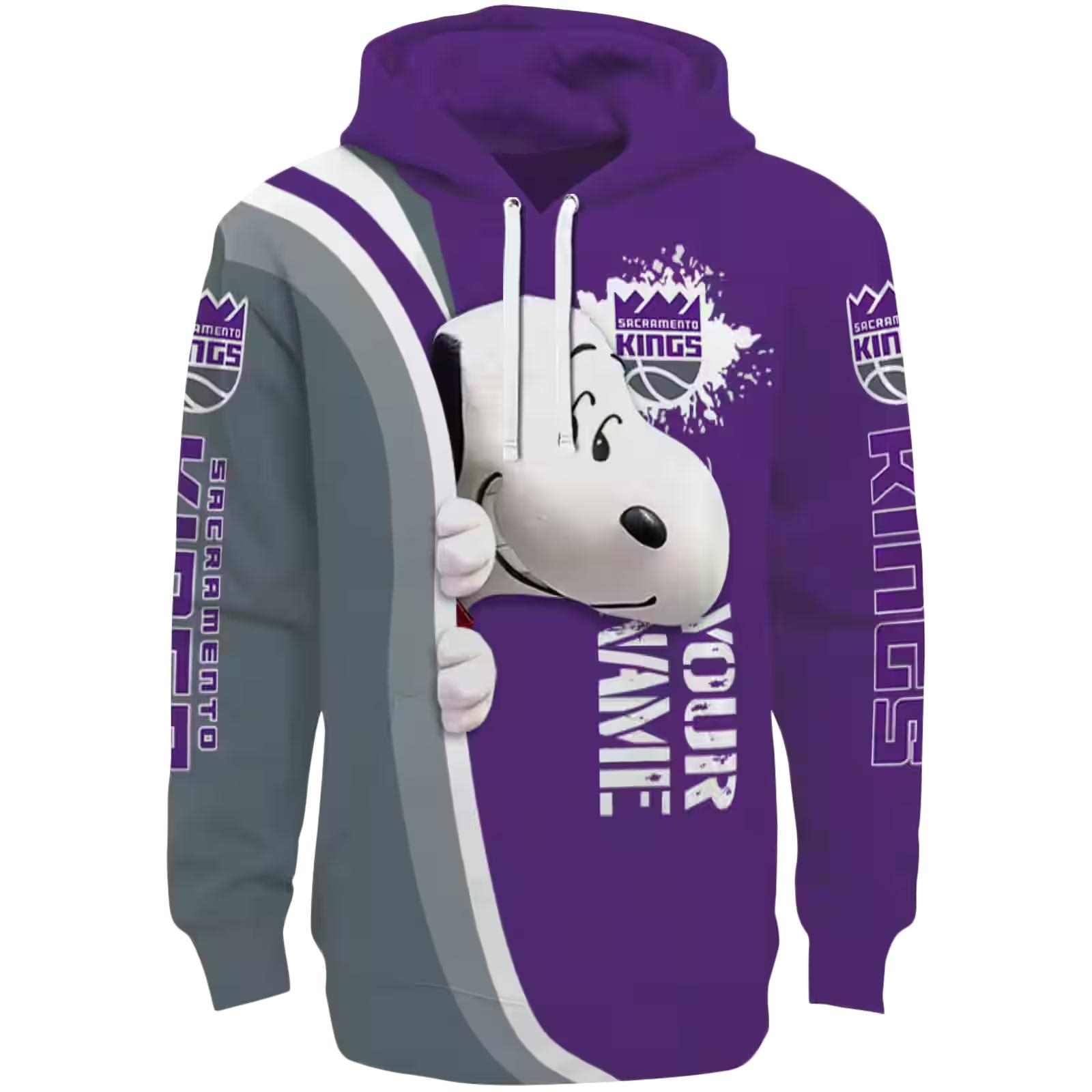 Customized Sacramento Kings Peeking Snoopy Purple Hoodie