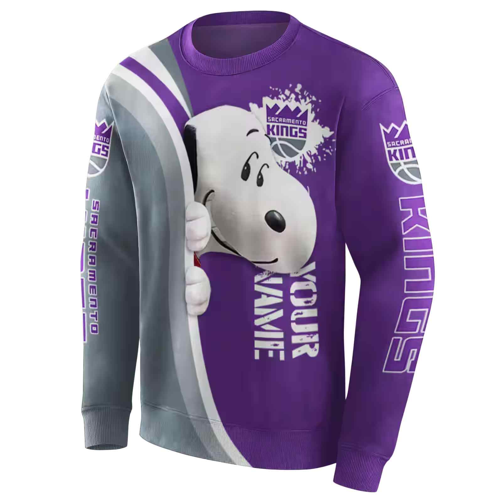 customized sacramento kings peeking snoopy purple hoodie new arrival