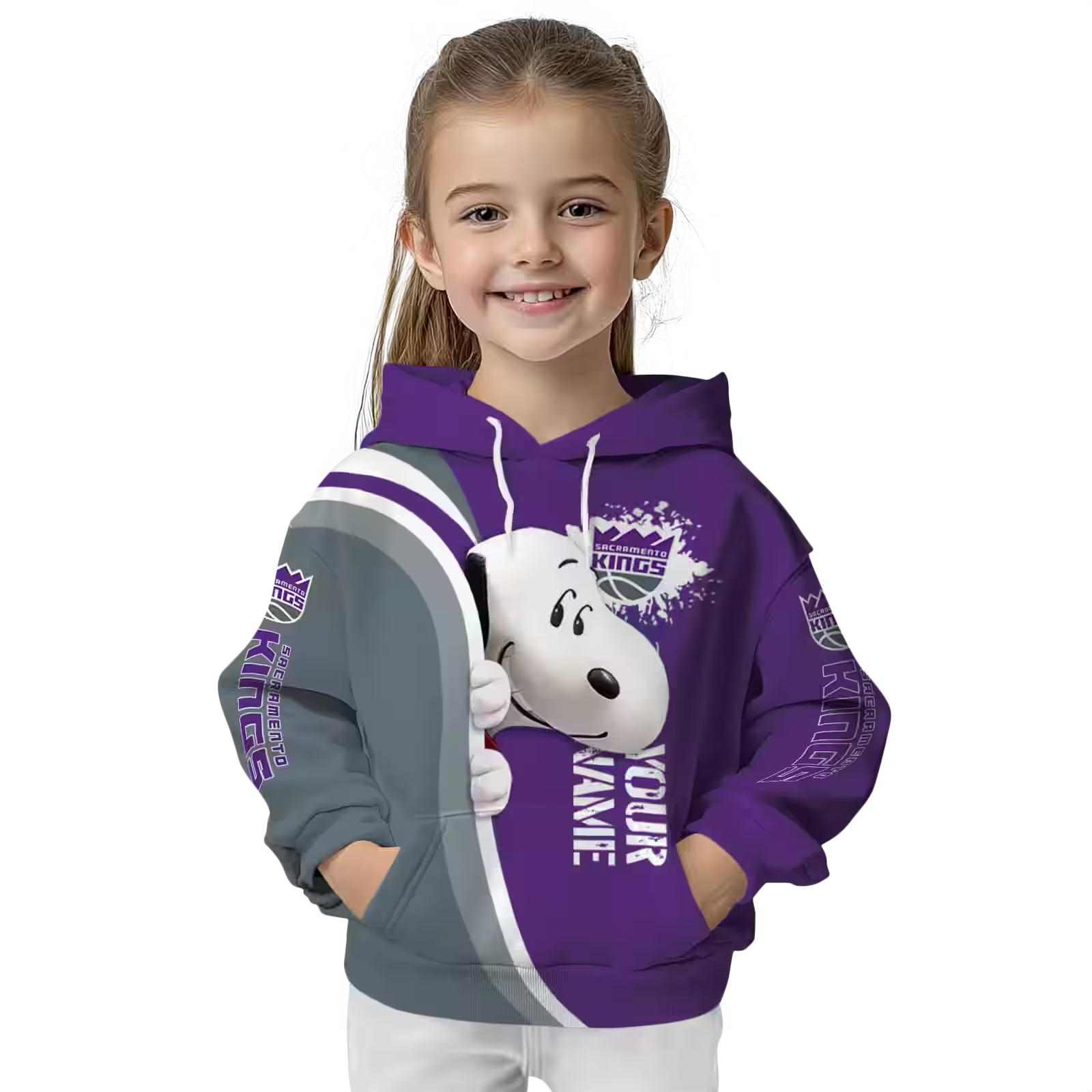 customized sacramento kings peeking snoopy purple hoodie top rated