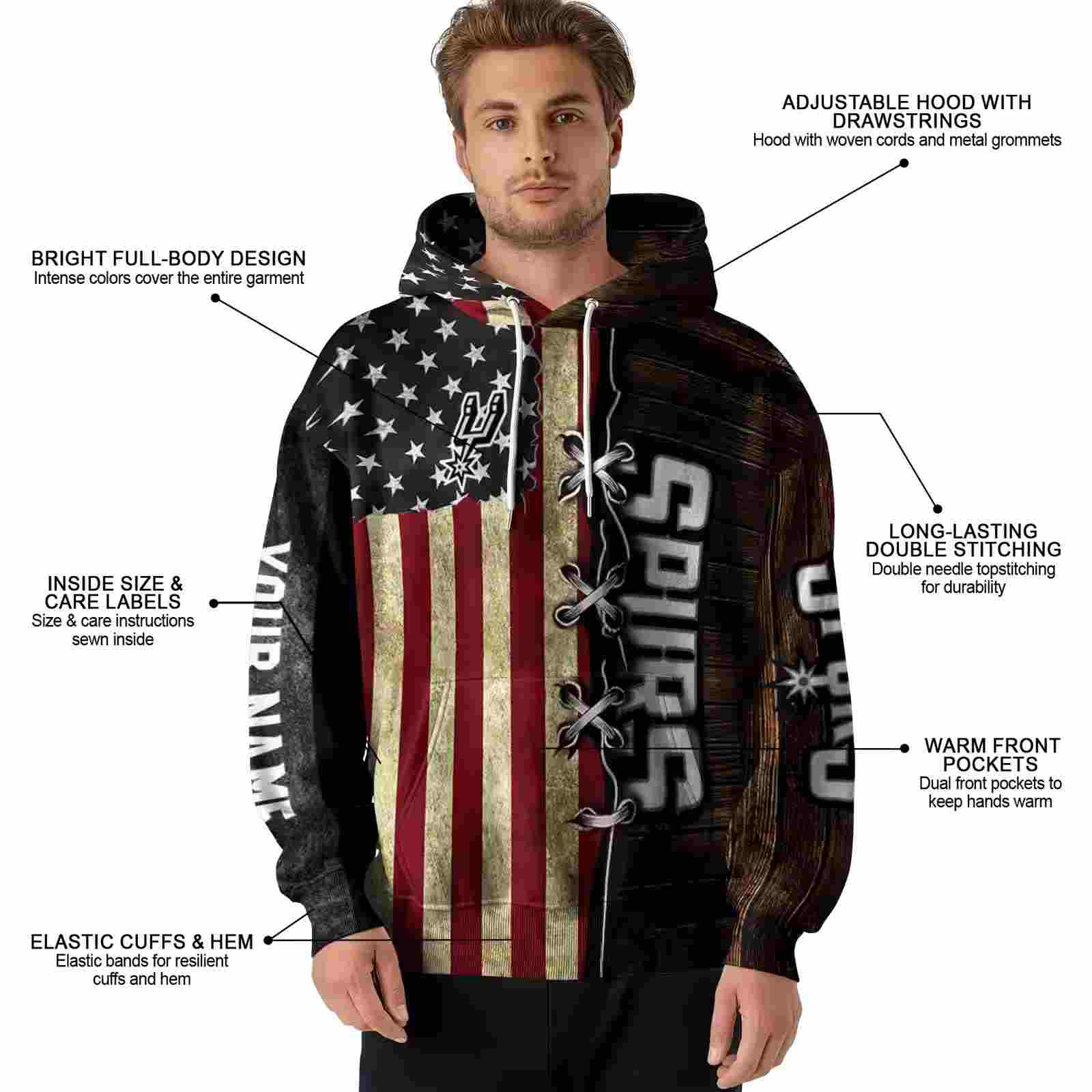 customized san antonio spurs american pride hoodie latest model