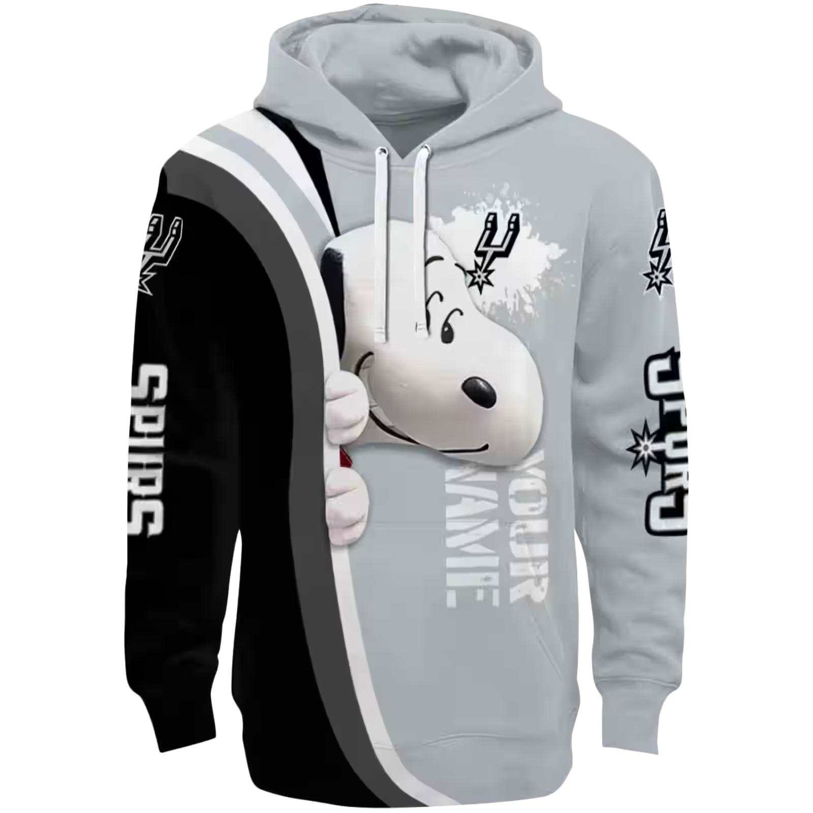 Customized San Antonio Spurs Peeking Snoopy Silver Hoodie