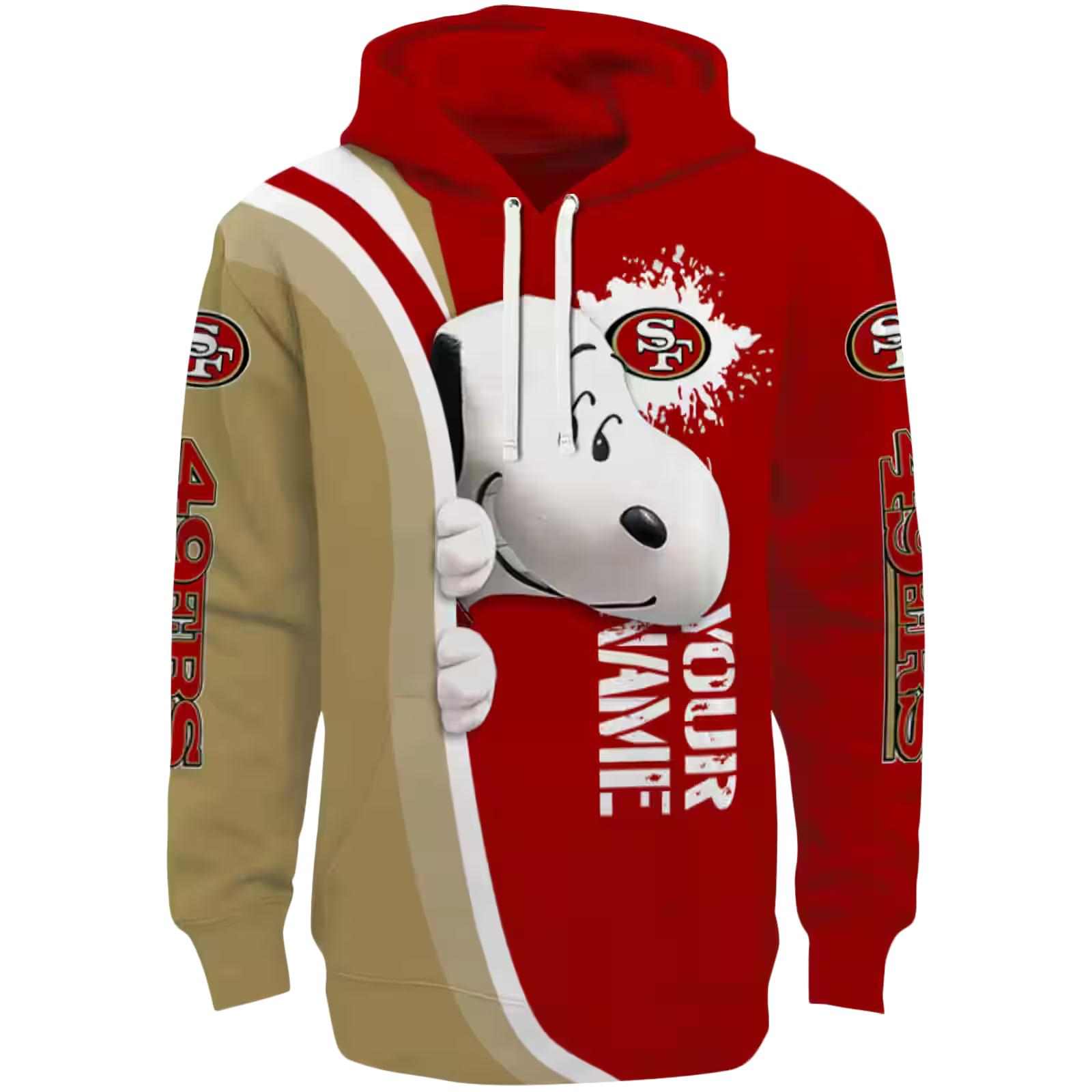 Customized San Francisco 49ers Peeking Snoopy Red Hoodie