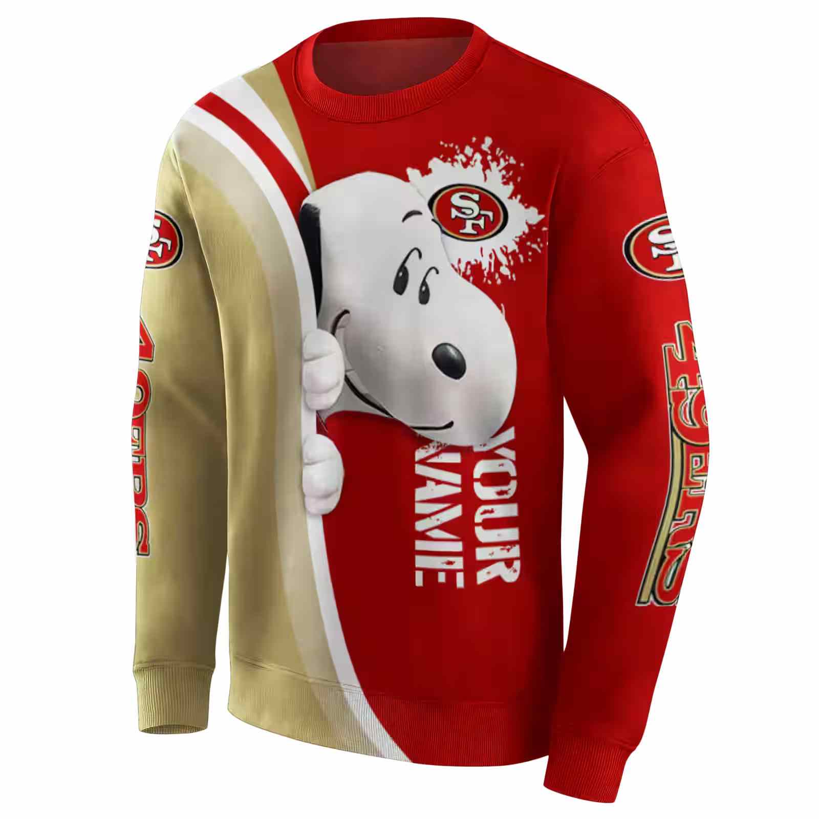 customized san francisco 49ers peeking snoopy red hoodie new arrival