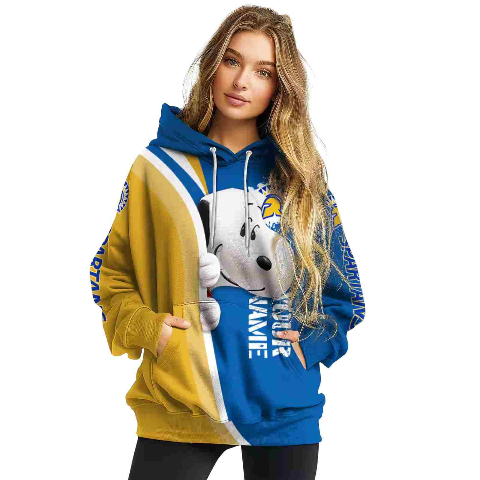 customized san jose state spartans peeking snoopy blue hoodie high quality