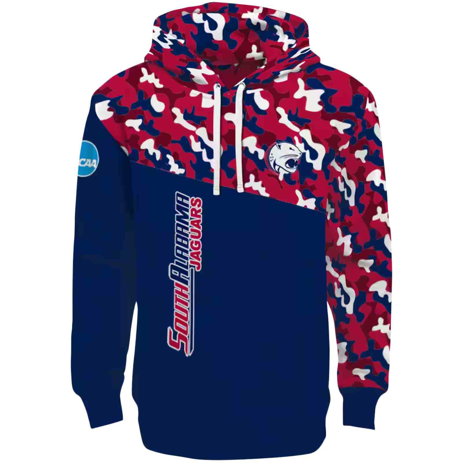 Customized South Alabama Jaguars Camo Pattern Blue Hoodie