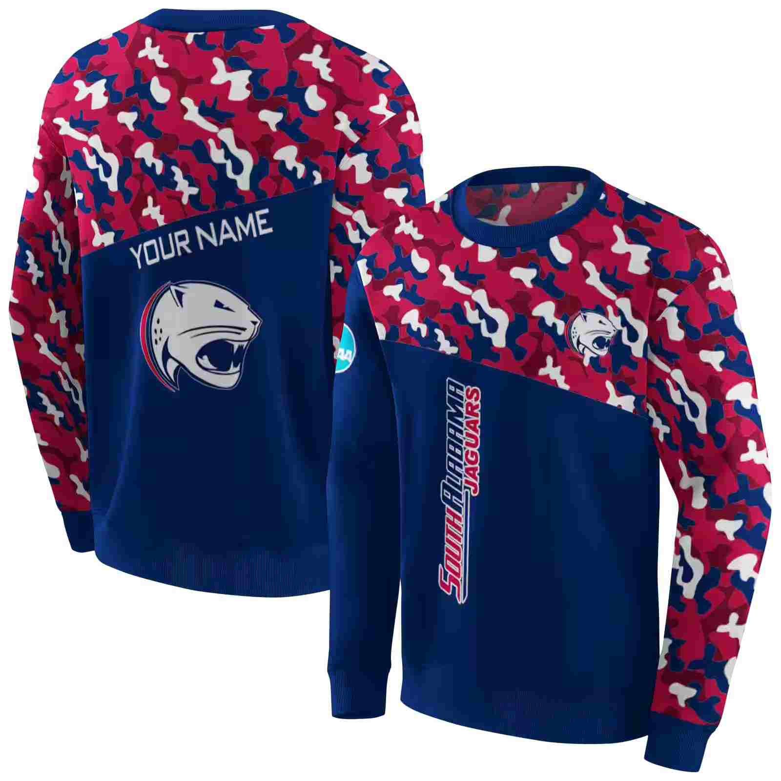 customized south alabama jaguars camo pattern blue hoodie premium grade