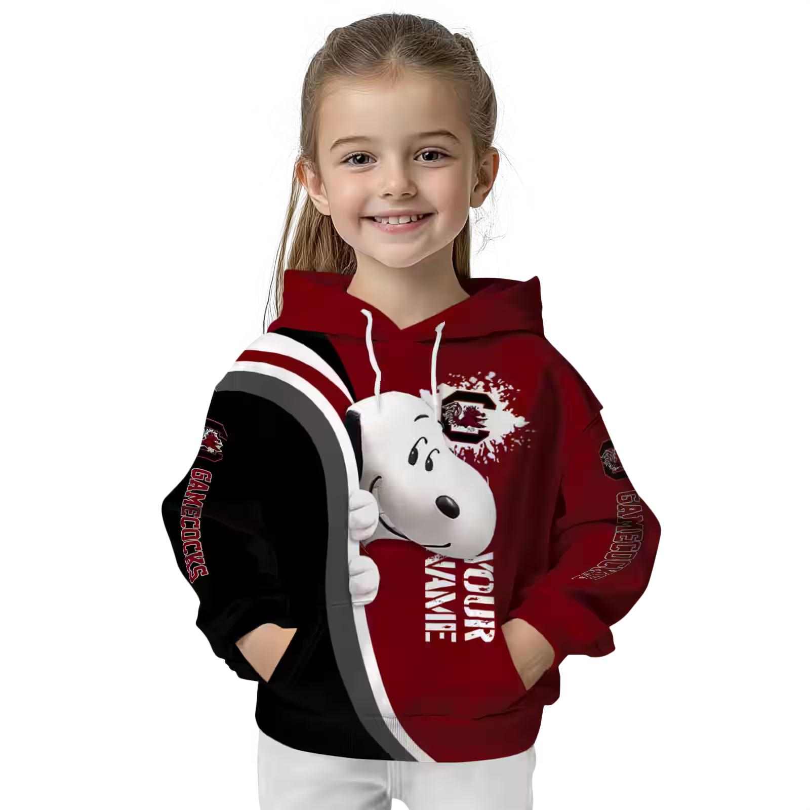 customized south carolina gamecocks peeking snoopy garnet hoodie top rated