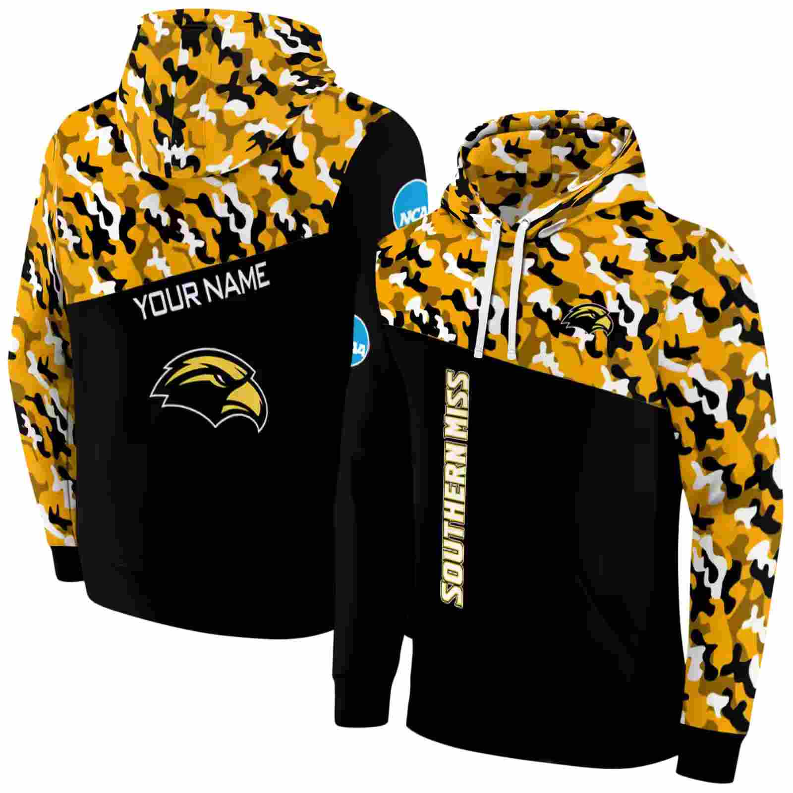 customized southern miss golden eagles camo pattern black hoodie fashion forward