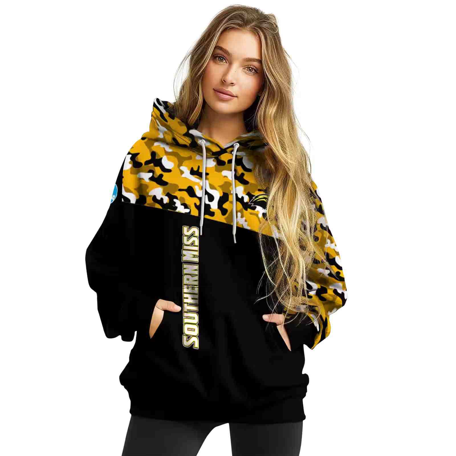 customized southern miss golden eagles camo pattern black hoodie high quality