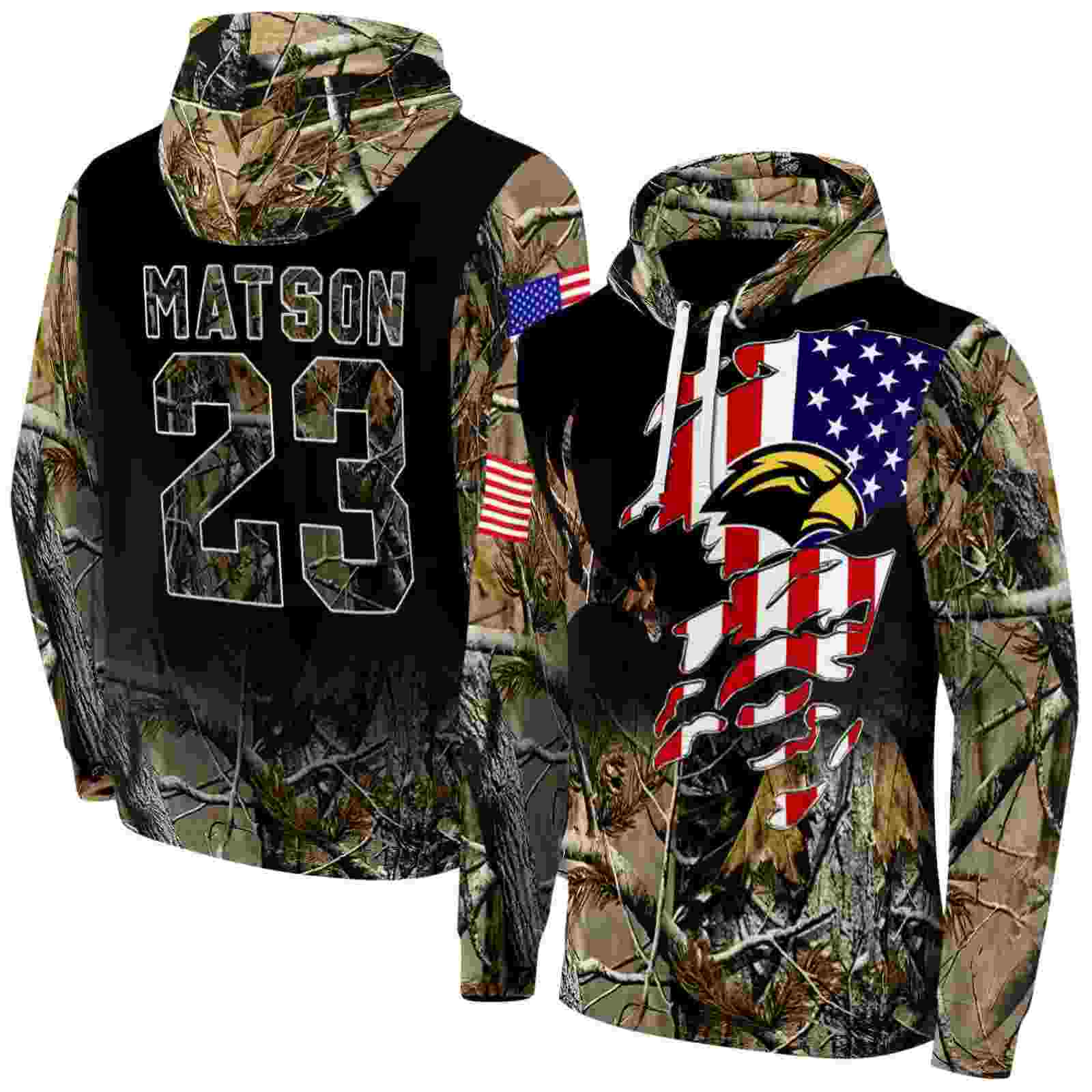 customized southern miss golden eagles tree camo hoodie fashion forward