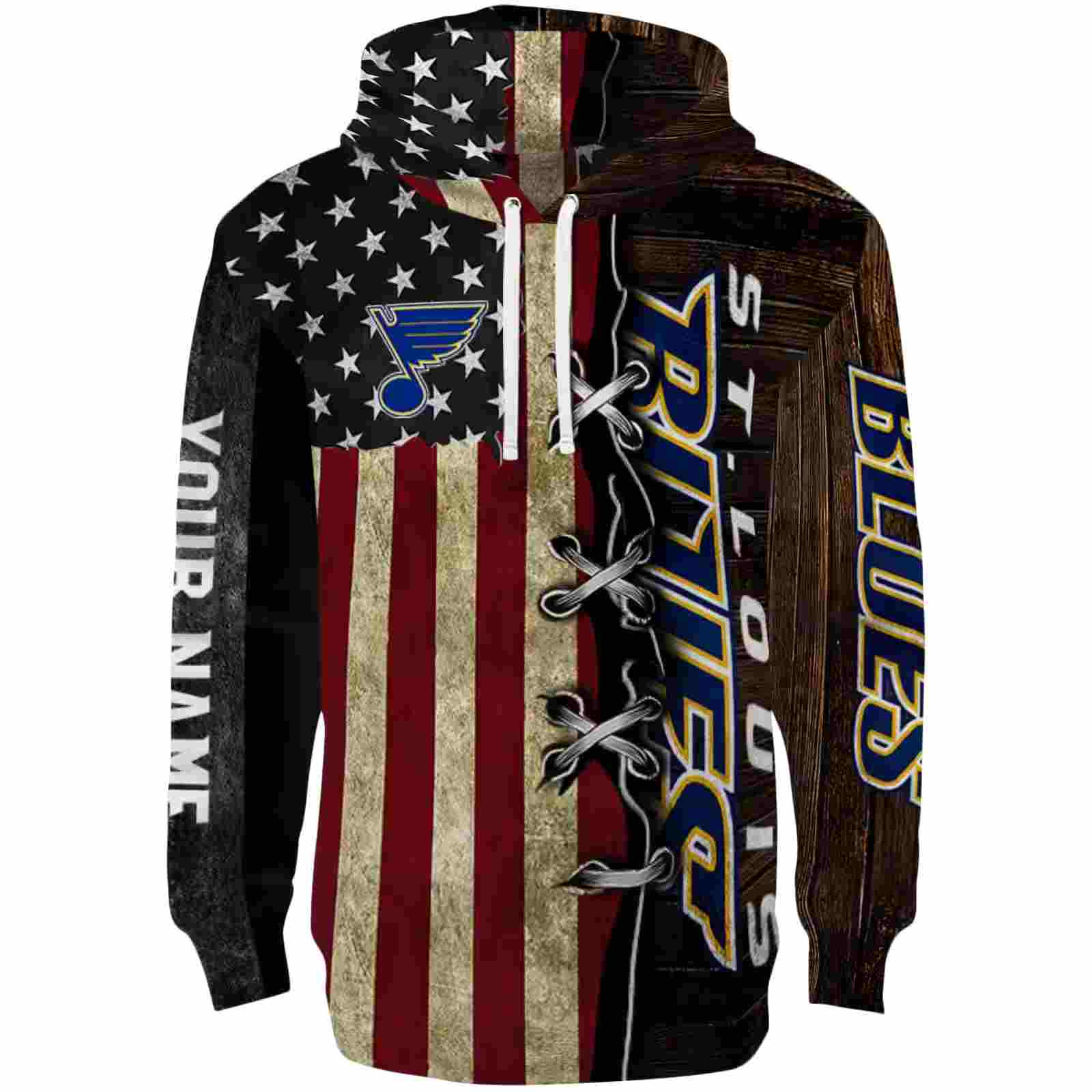 Customized St. Louis Blues American Pride Hoodie