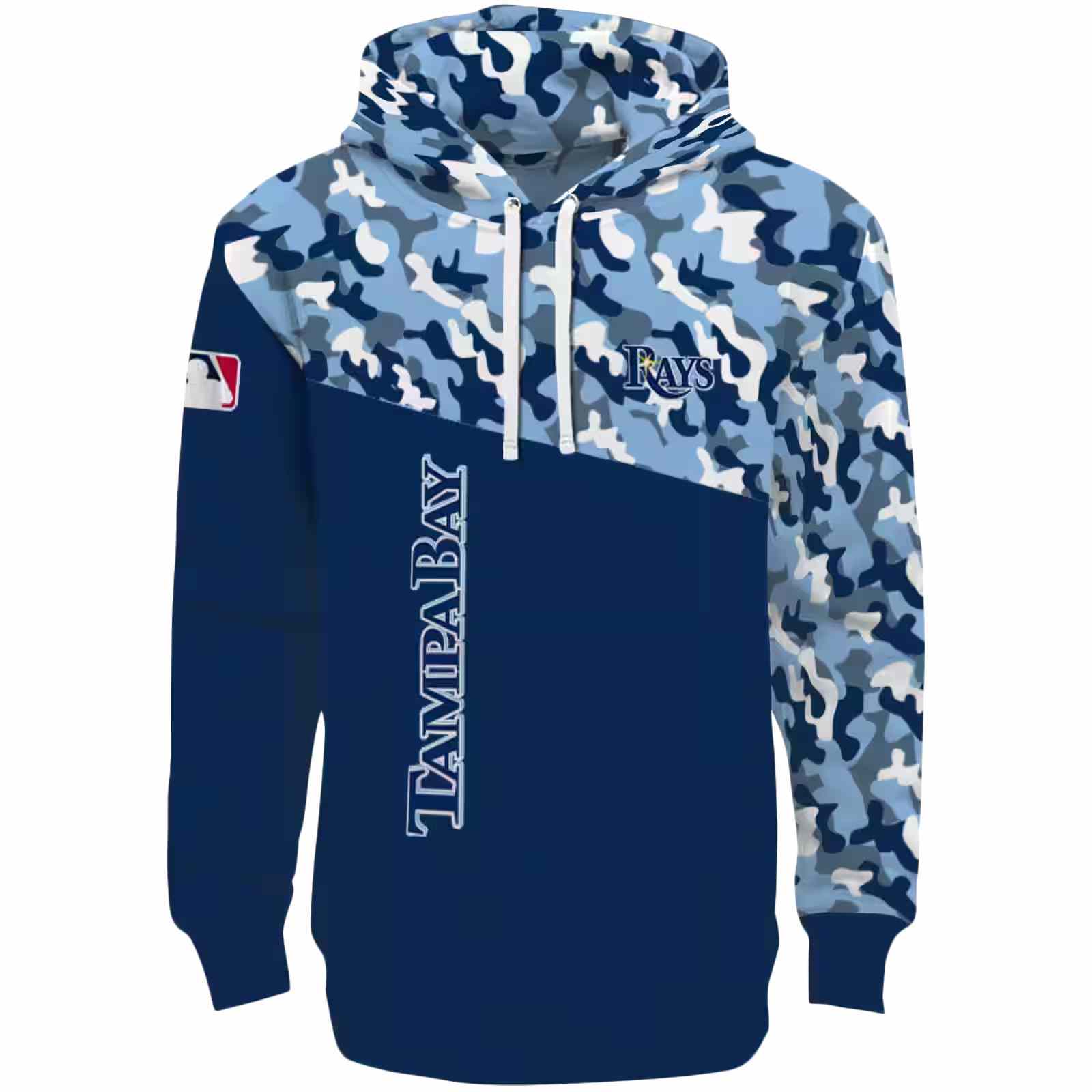 Customized Tampa Bay Rays Camo Pattern Navy Hoodie