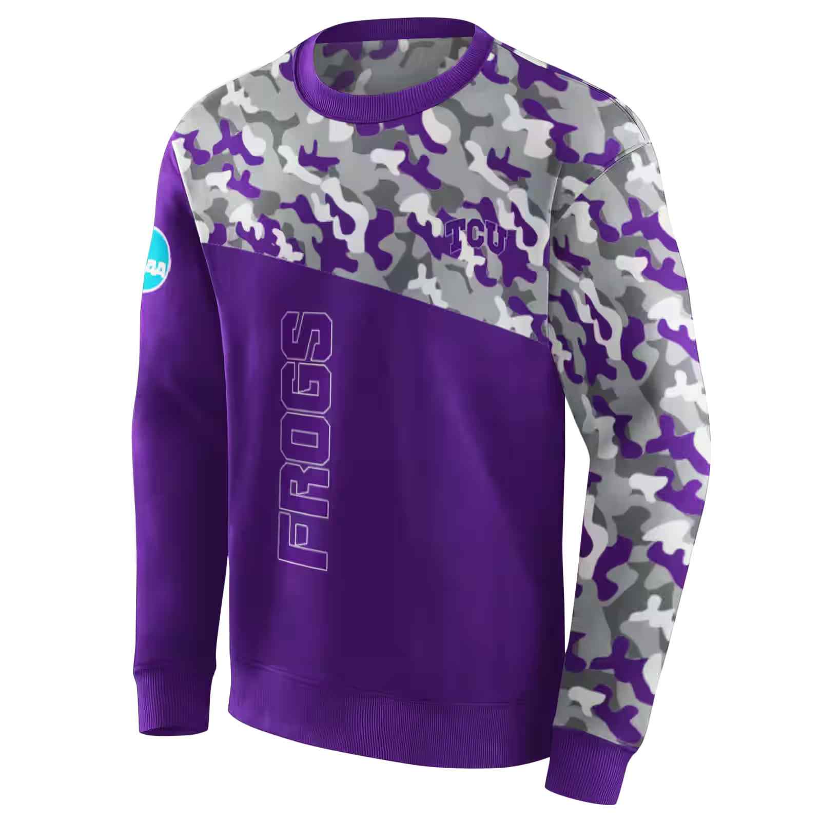 customized tcu horned frogs camo pattern purple hoodie new arrival