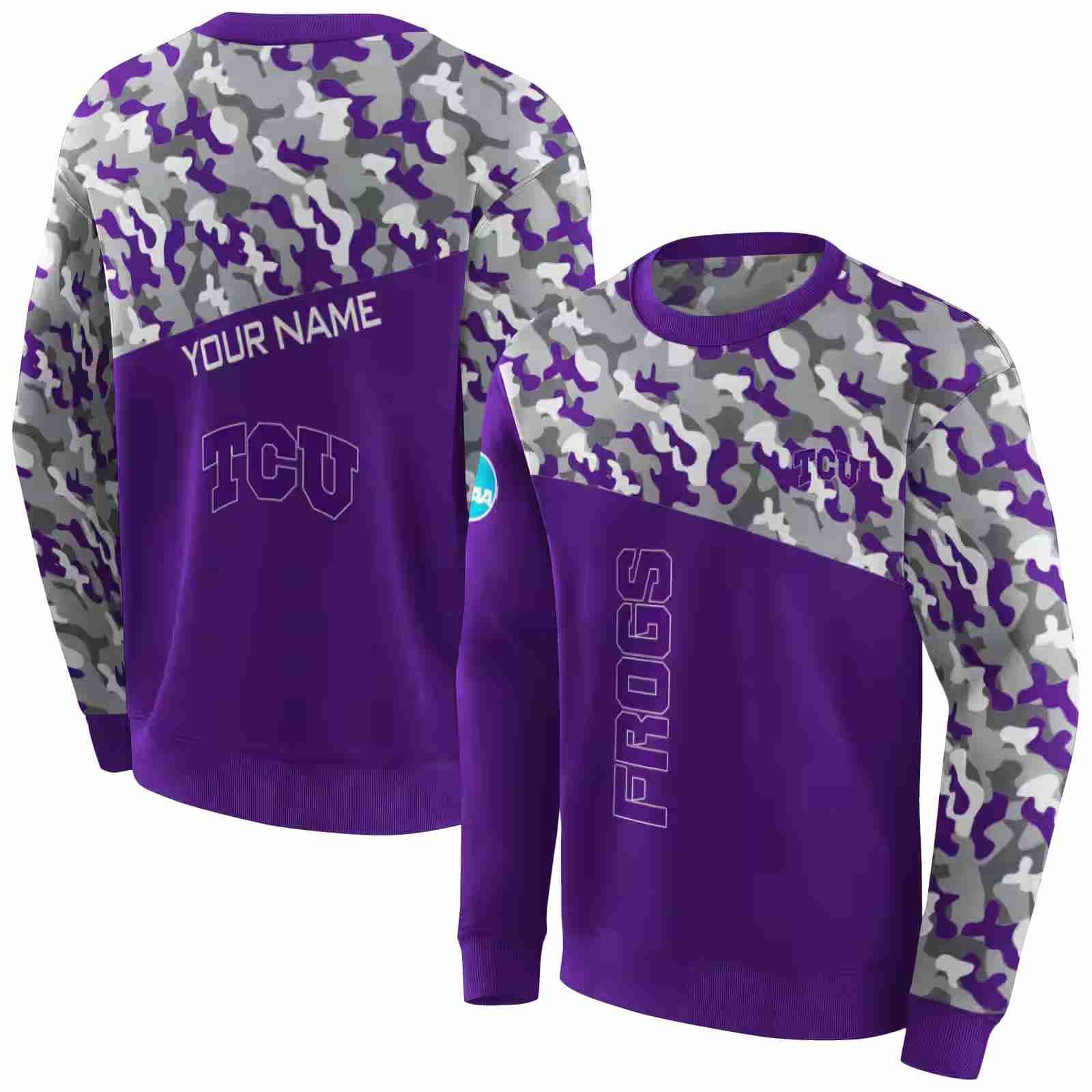 customized tcu horned frogs camo pattern purple hoodie premium grade