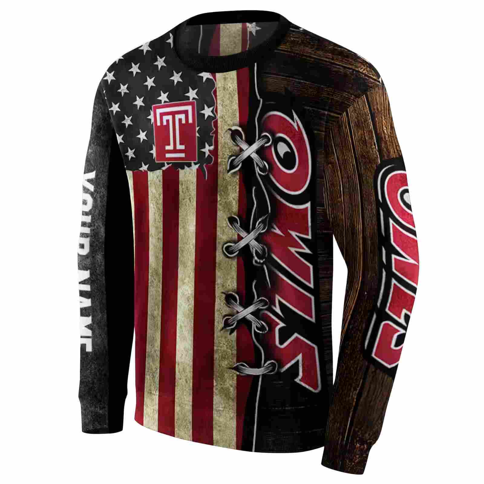 customized temple owls american pride hoodie new arrival