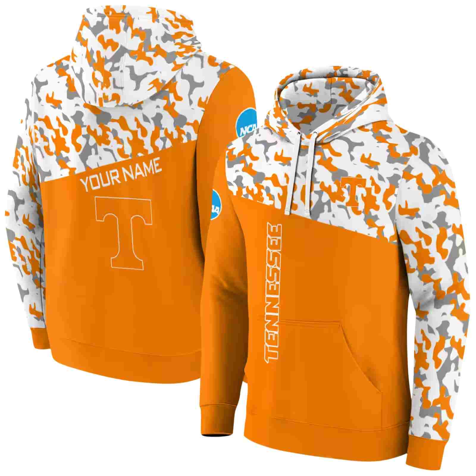 customized tennessee volunteers camo pattern orange hoodie fashion forward