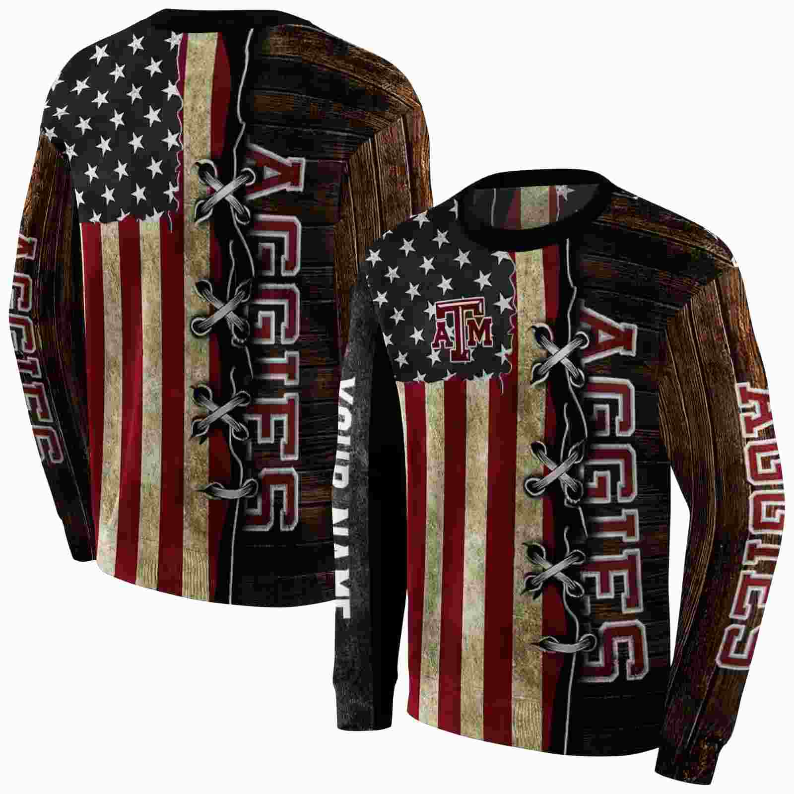 customized texas am aggies american pride hoodie premium grade