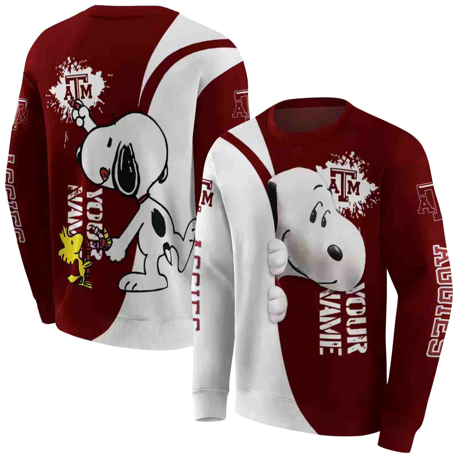 customized texas am aggies peeking snoopy maroon hoodie premium grade