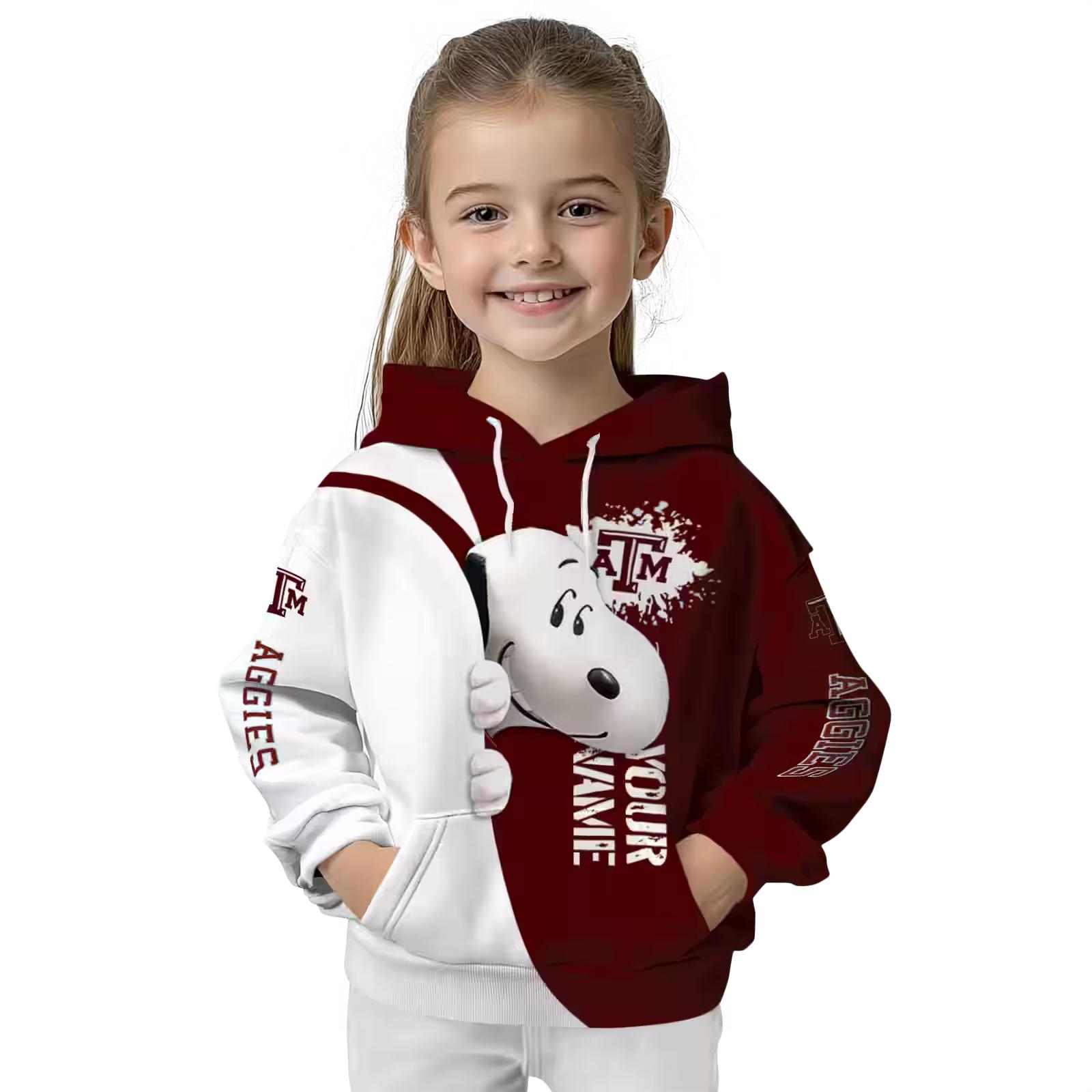 customized texas am aggies peeking snoopy maroon hoodie top rated