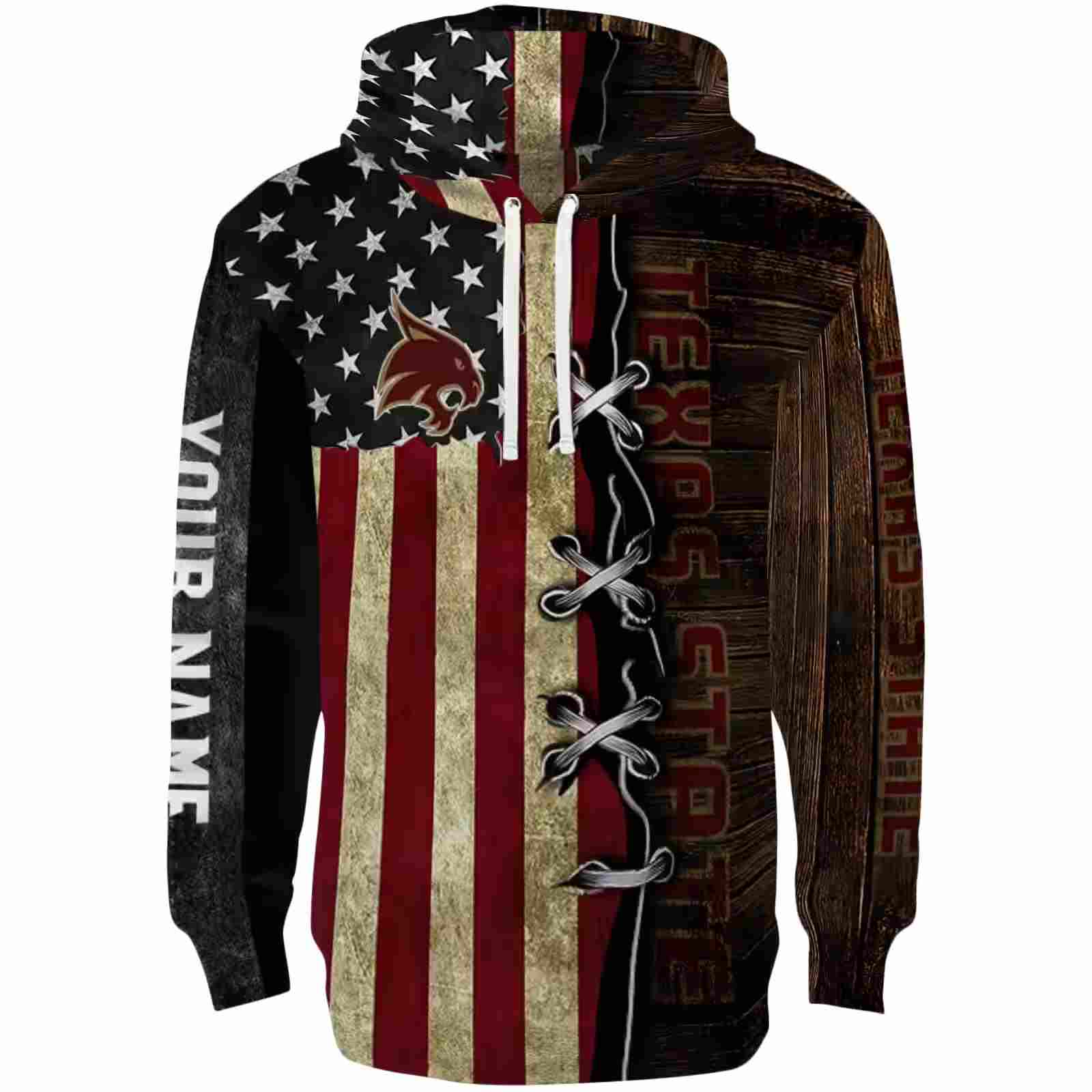 Customized Texas State Bobcats American Pride Hoodie