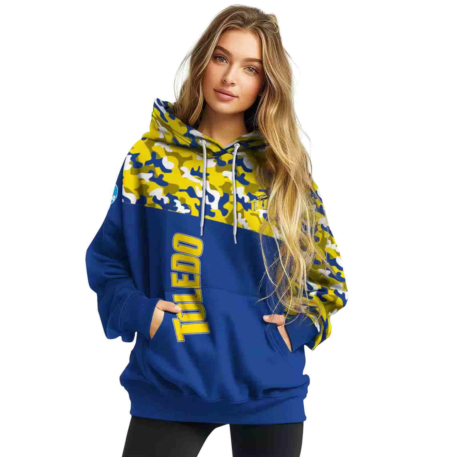 customized toledo rockets camo pattern blue hoodie high quality