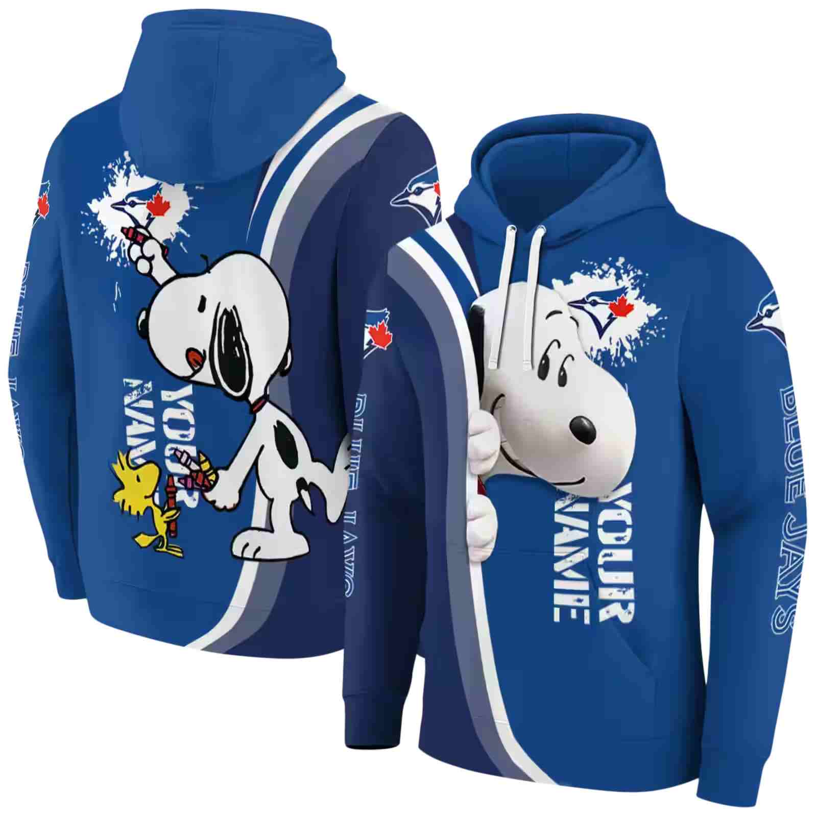 customized toronto blue jays peeking snoopy blue hoodie fashion forward