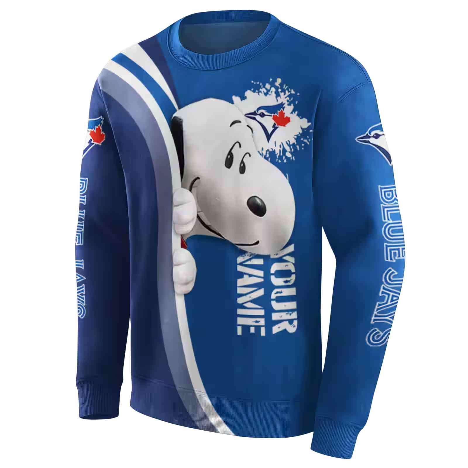 customized toronto blue jays peeking snoopy blue hoodie new arrival