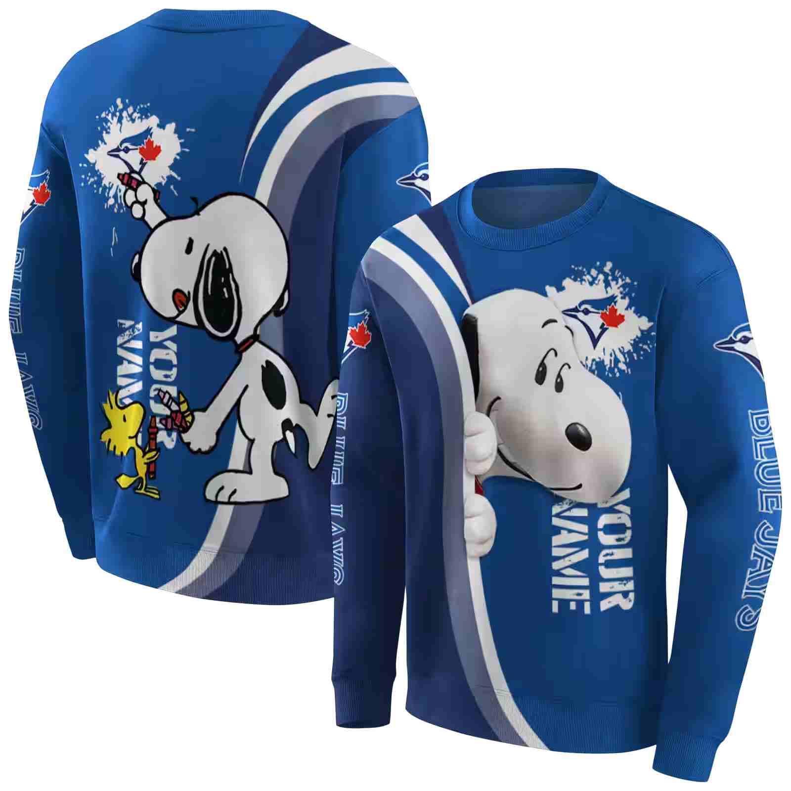 customized toronto blue jays peeking snoopy blue hoodie premium grade