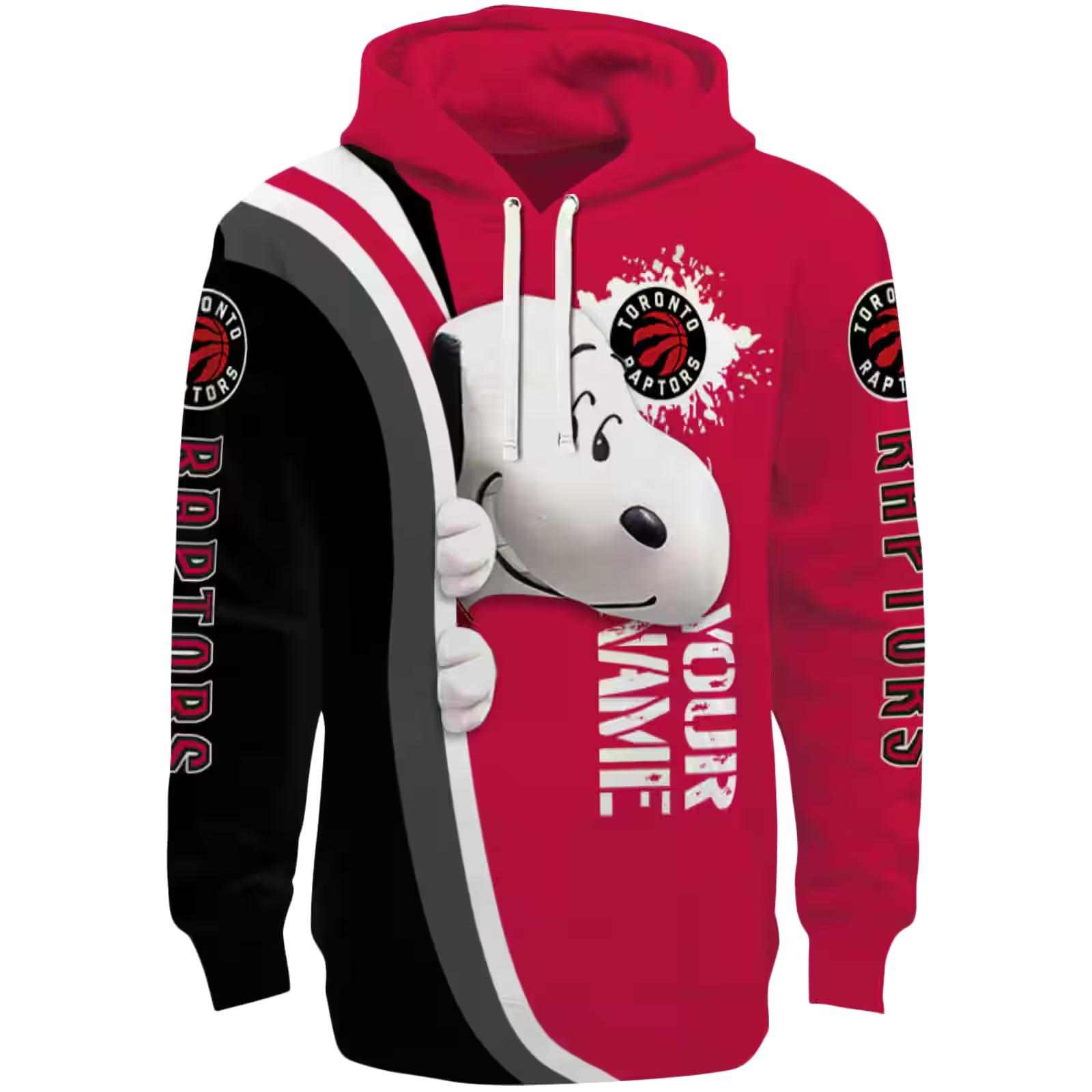 Customized Toronto Raptors Peeking Snoopy Red Hoodie