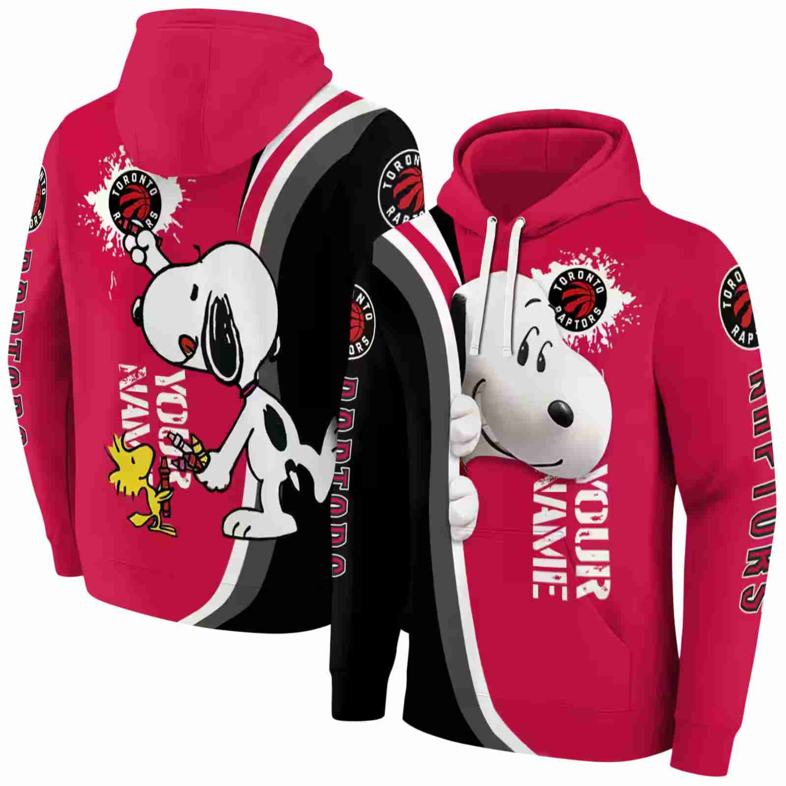 customized toronto raptors peeking snoopy red hoodie fashion forward