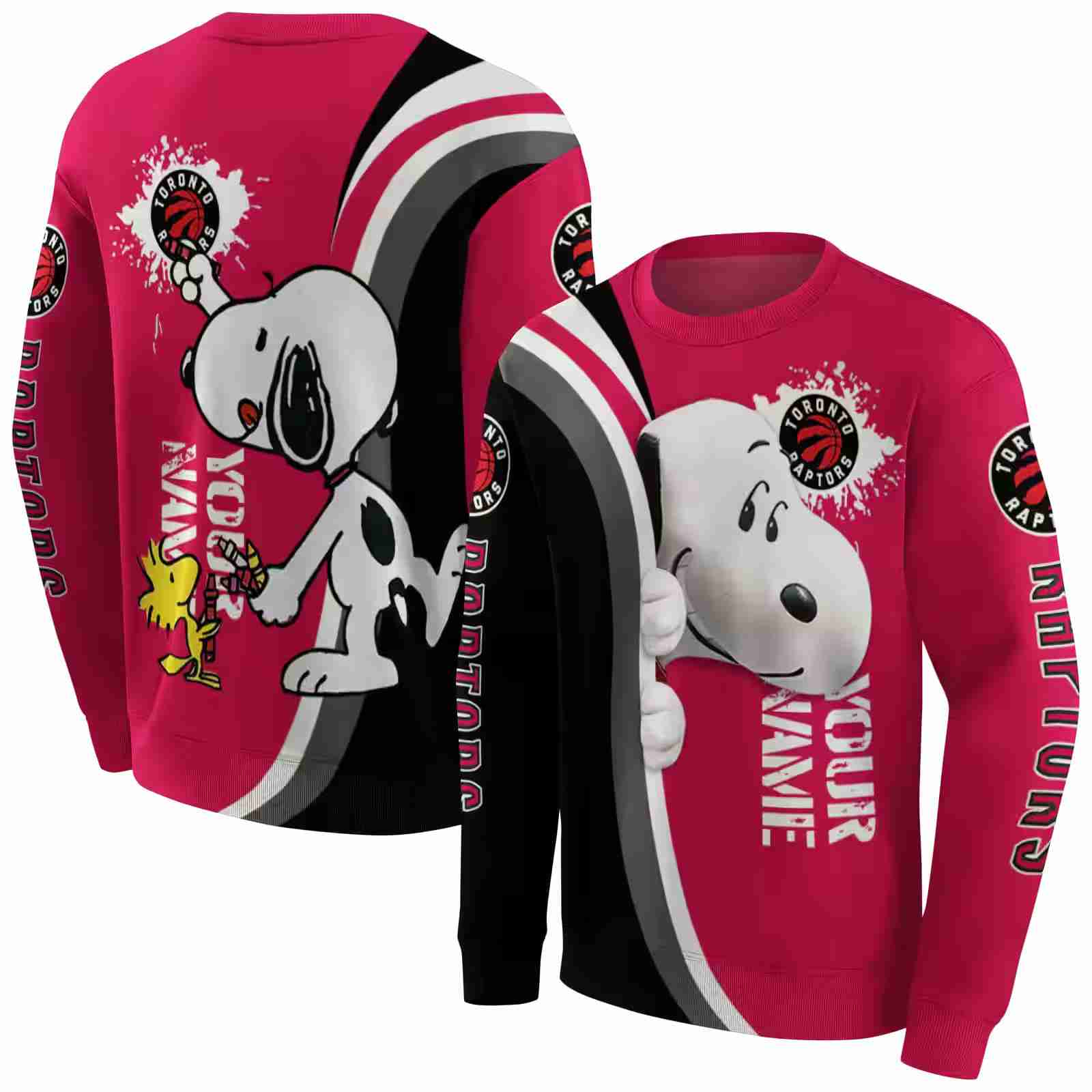 customized toronto raptors peeking snoopy red hoodie premium grade