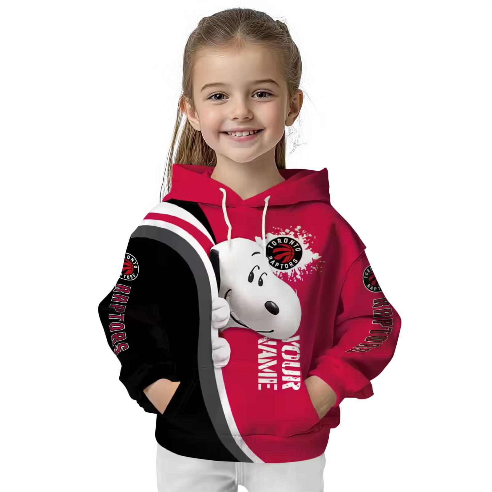 customized toronto raptors peeking snoopy red hoodie top rated