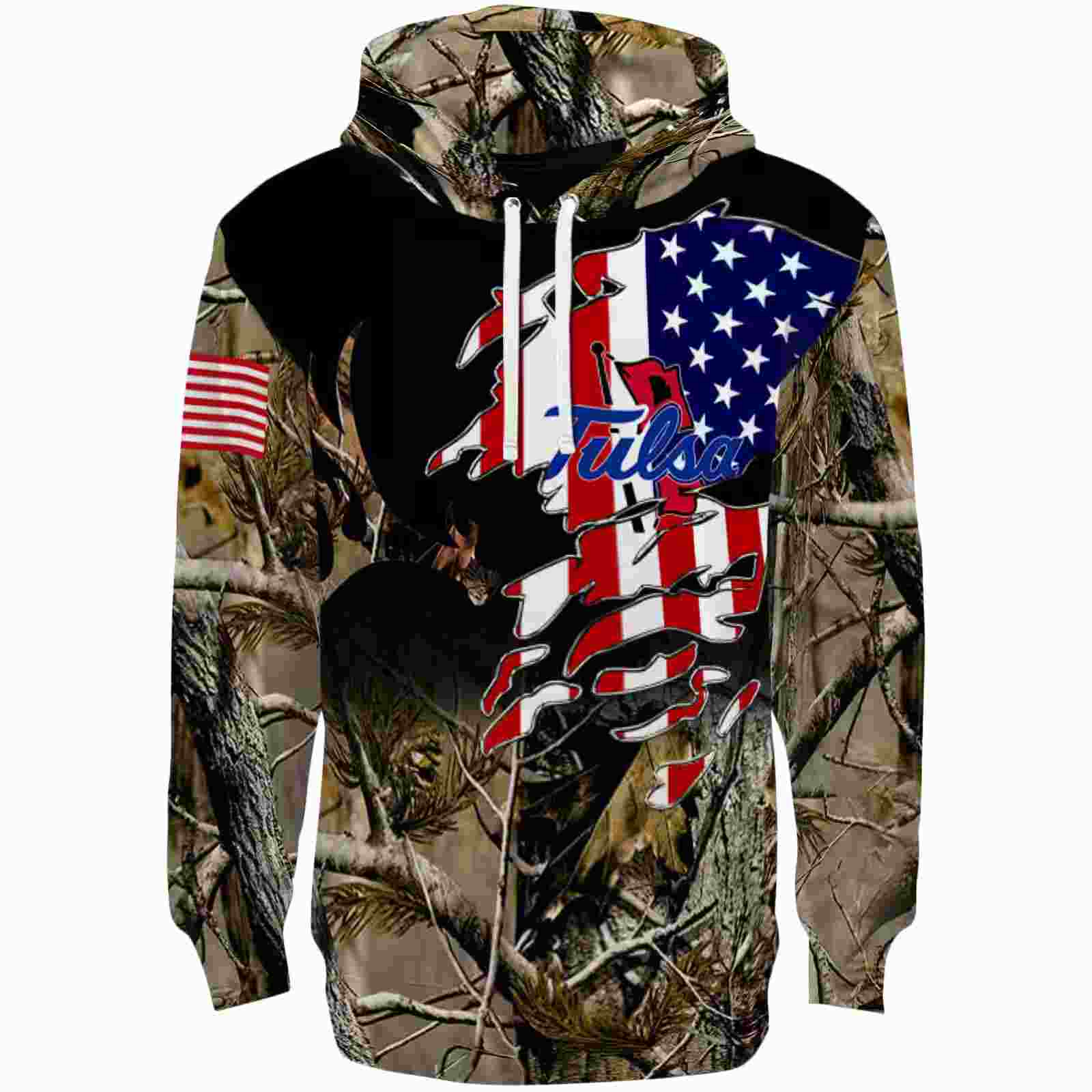 Customized Tulsa Golden Hurricane Tree Camo Hoodie