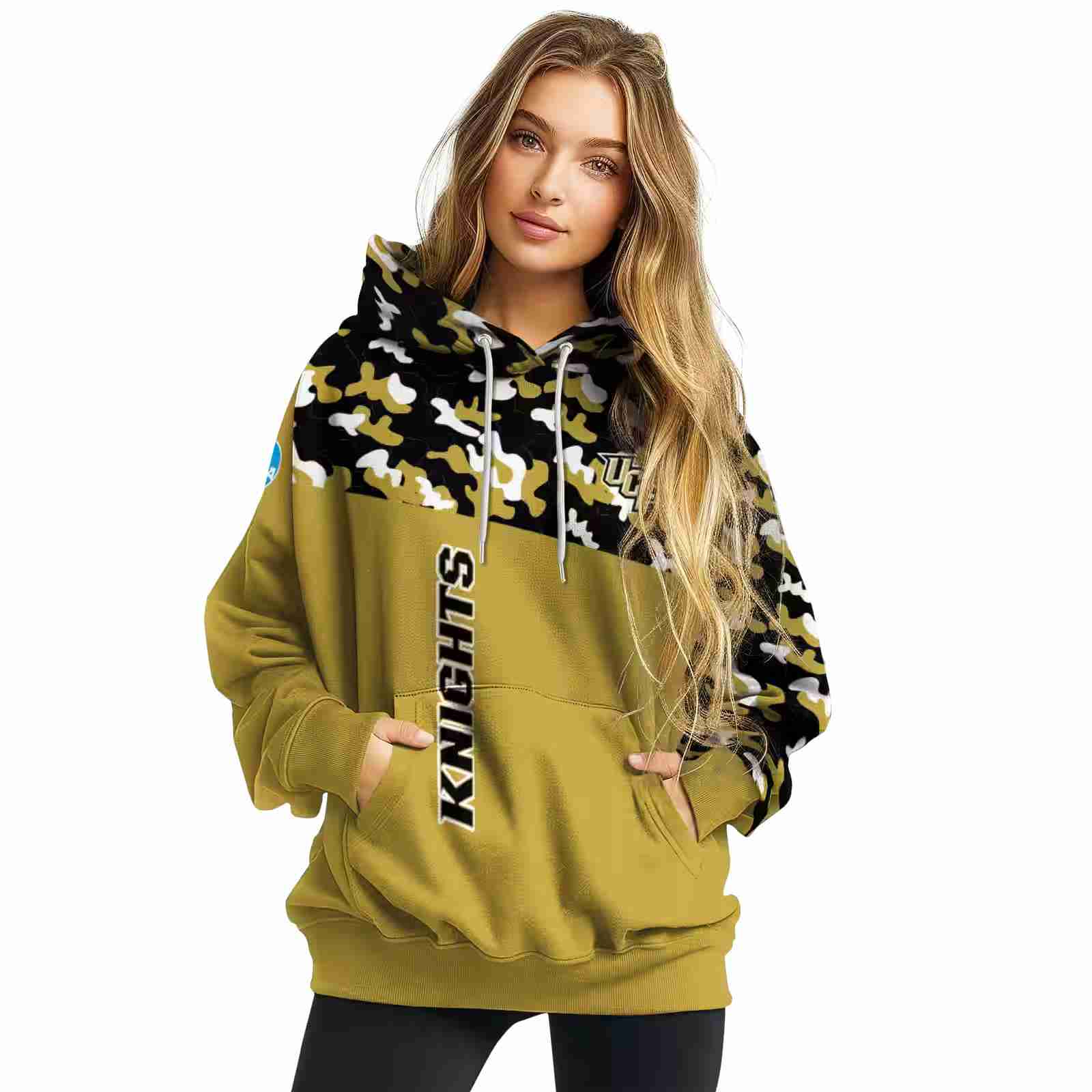 customized ucf knights camo pattern gold hoodie high quality