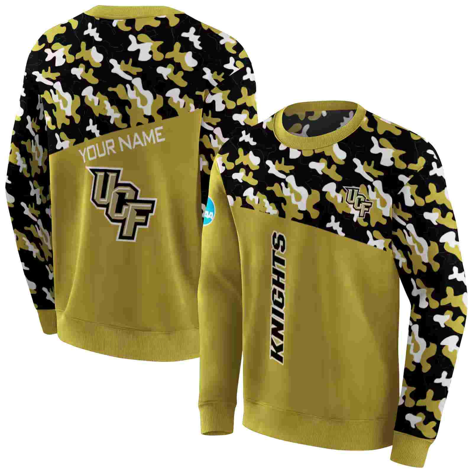 customized ucf knights camo pattern gold hoodie premium grade