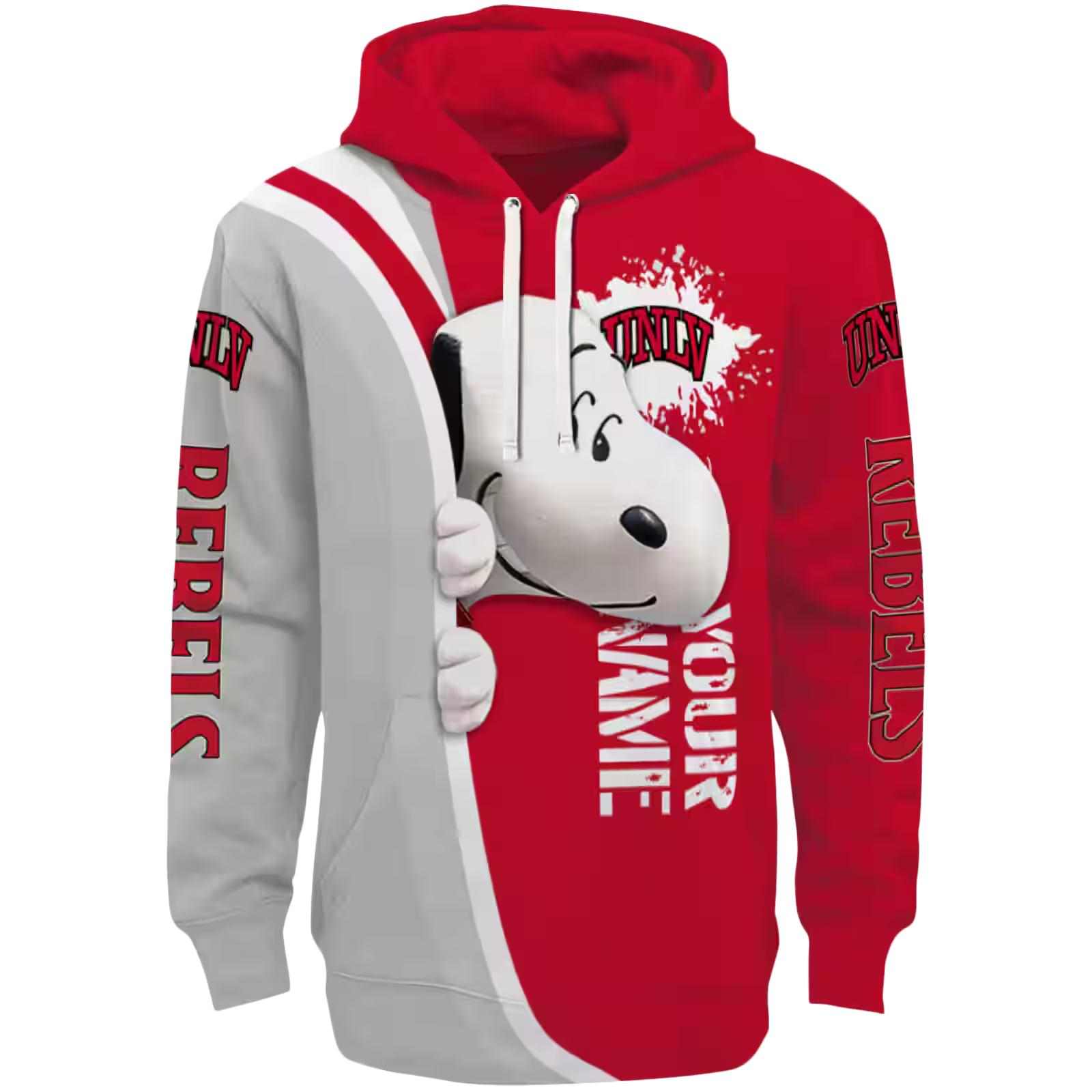 Customized UNLV Rebels Peeking Snoopy Red Hoodie